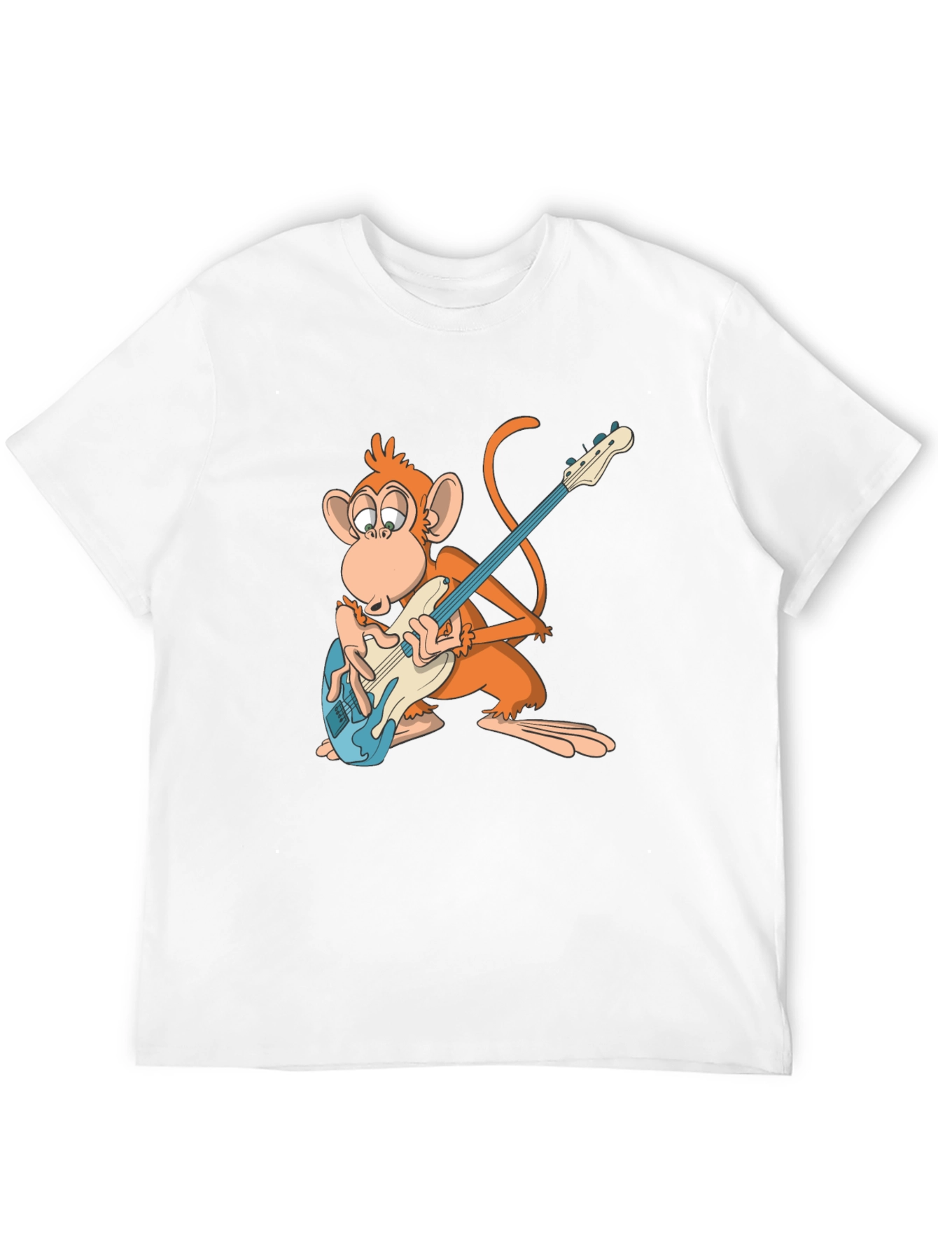 Monkey Guitarist Graphic Tee - Black Cotton T-Shirt