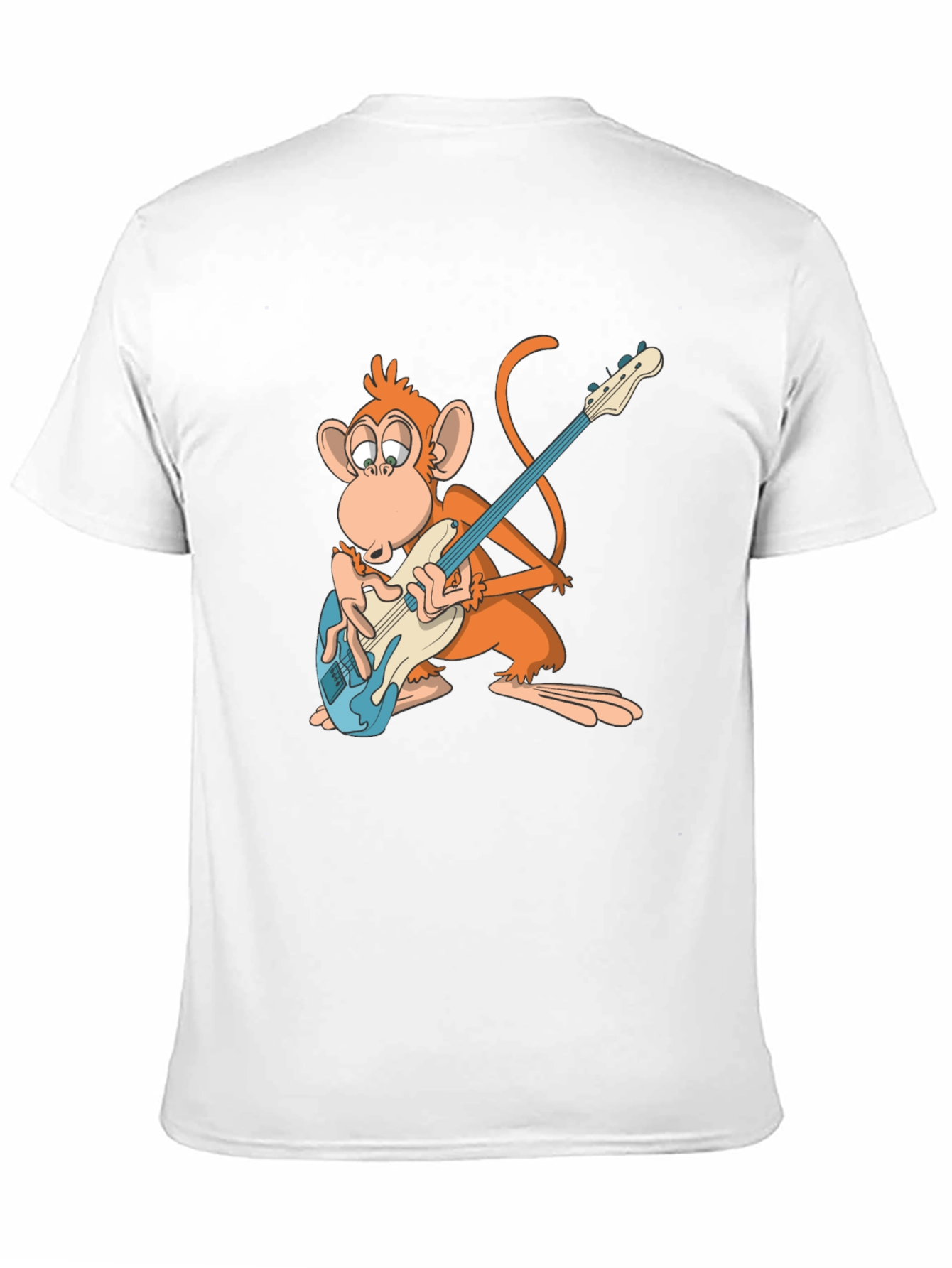 Monkey Guitarist Graphic Tee - Black Cotton T-Shirt