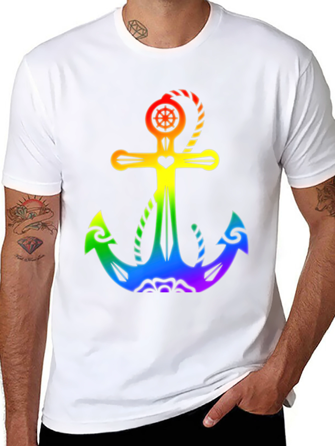 Rainbow Anchor Graphic T-Shirt