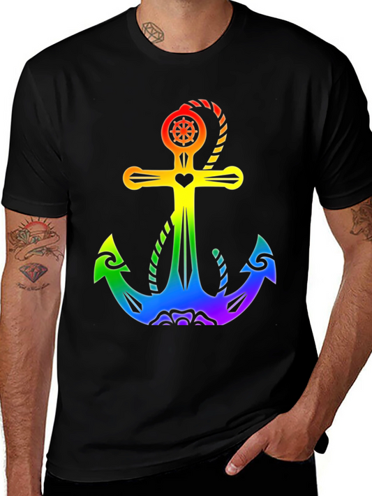 Rainbow Anchor Graphic T-Shirt