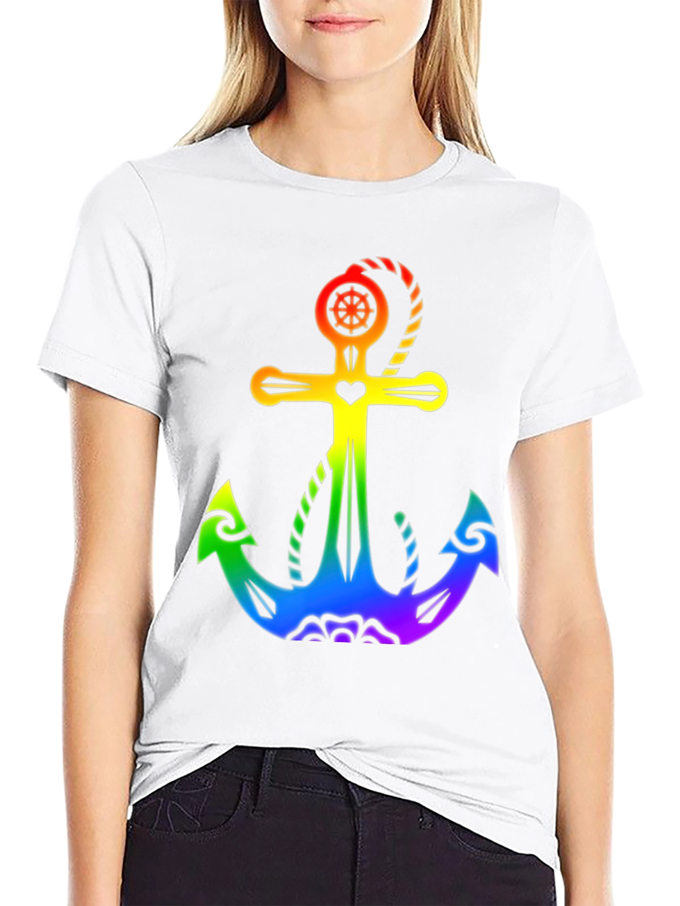 Rainbow Anchor Graphic T-Shirt