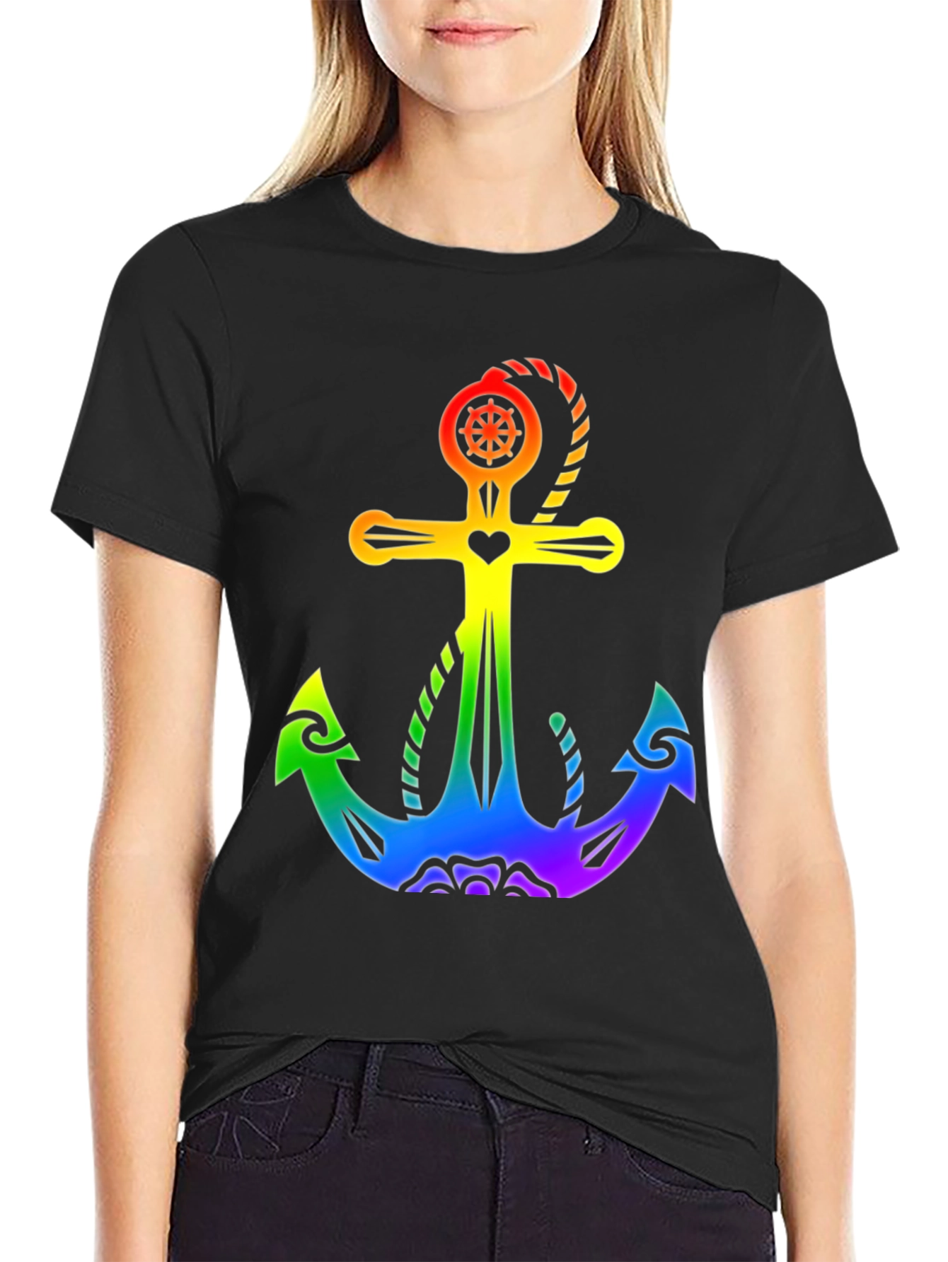 Rainbow Anchor Graphic T-Shirt