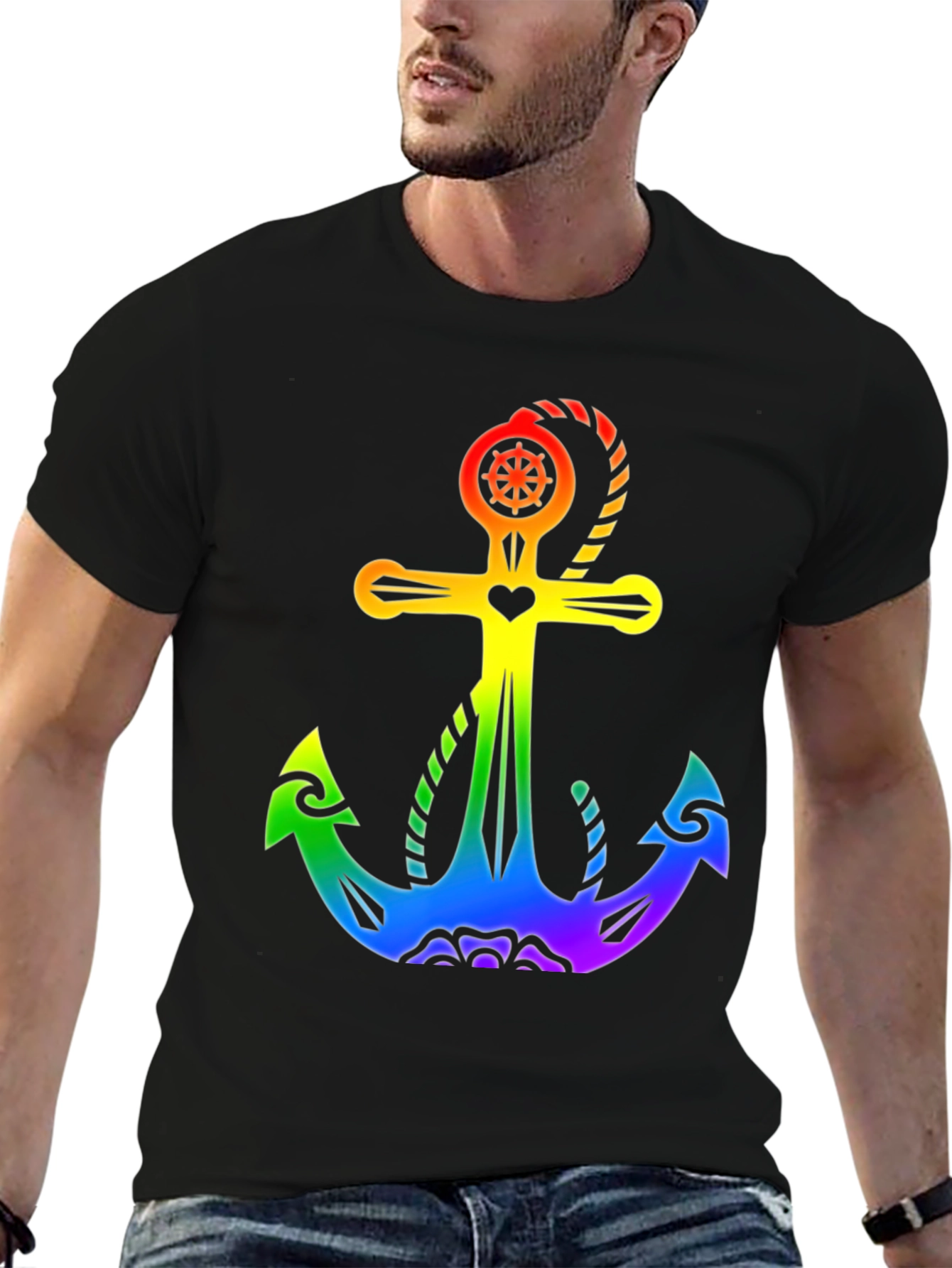 Rainbow Anchor Graphic T-Shirt