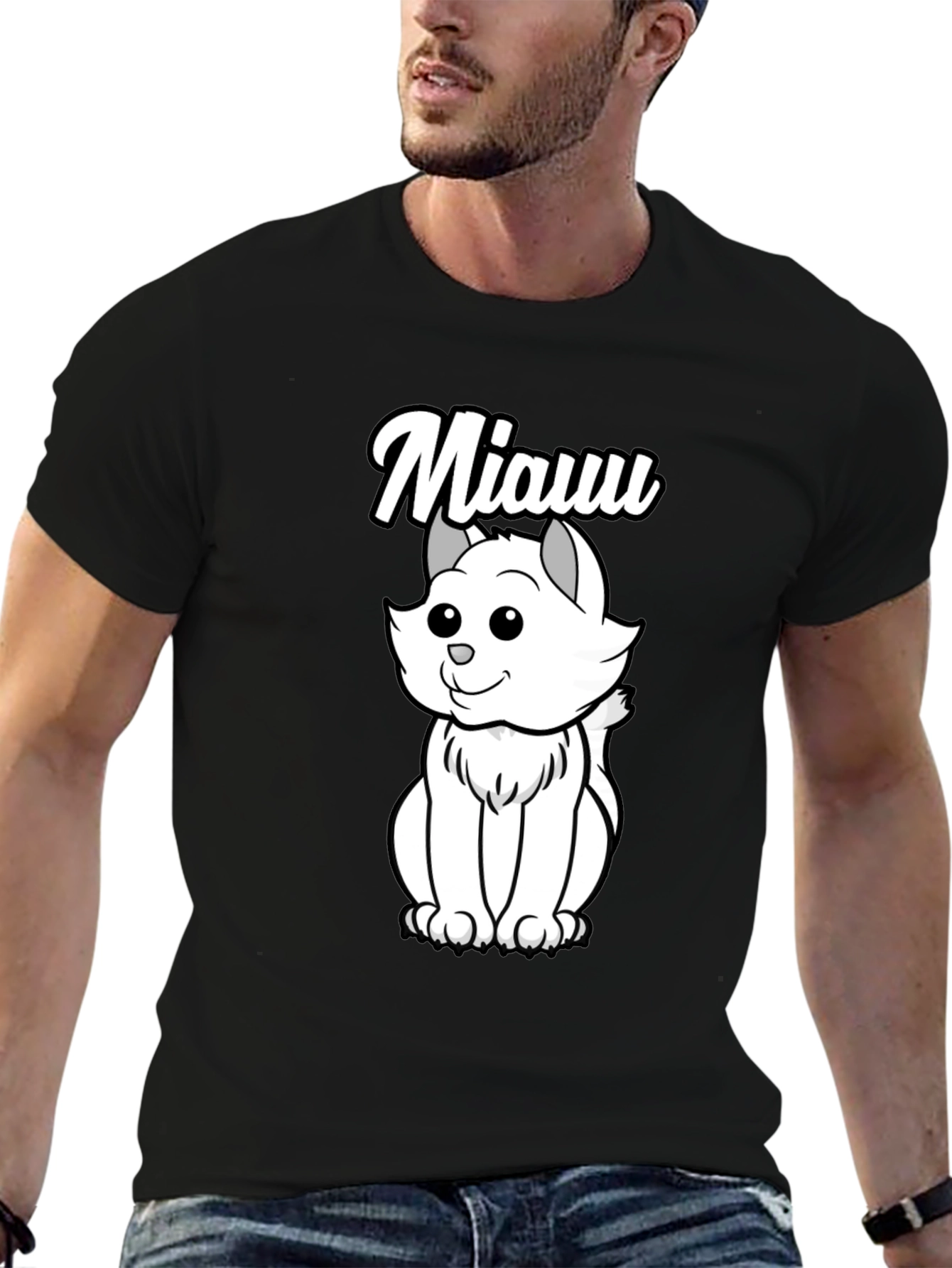 Cute Cat Miauu T-Shirt - Soft Cotton Tee