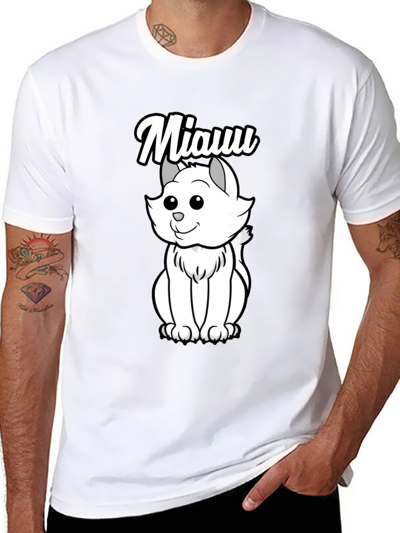 Cute Cat Miauu T-Shirt - Soft Cotton Tee