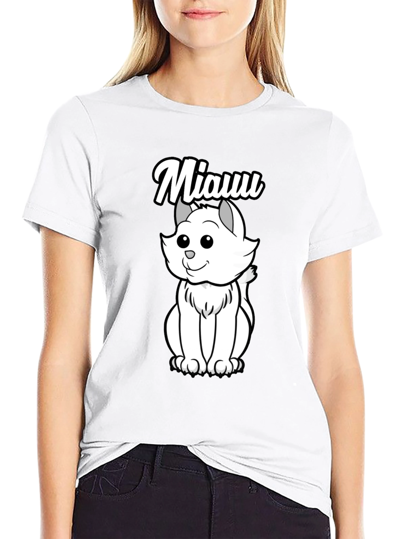 Cute Cat Miauu T-Shirt - Soft Cotton Tee