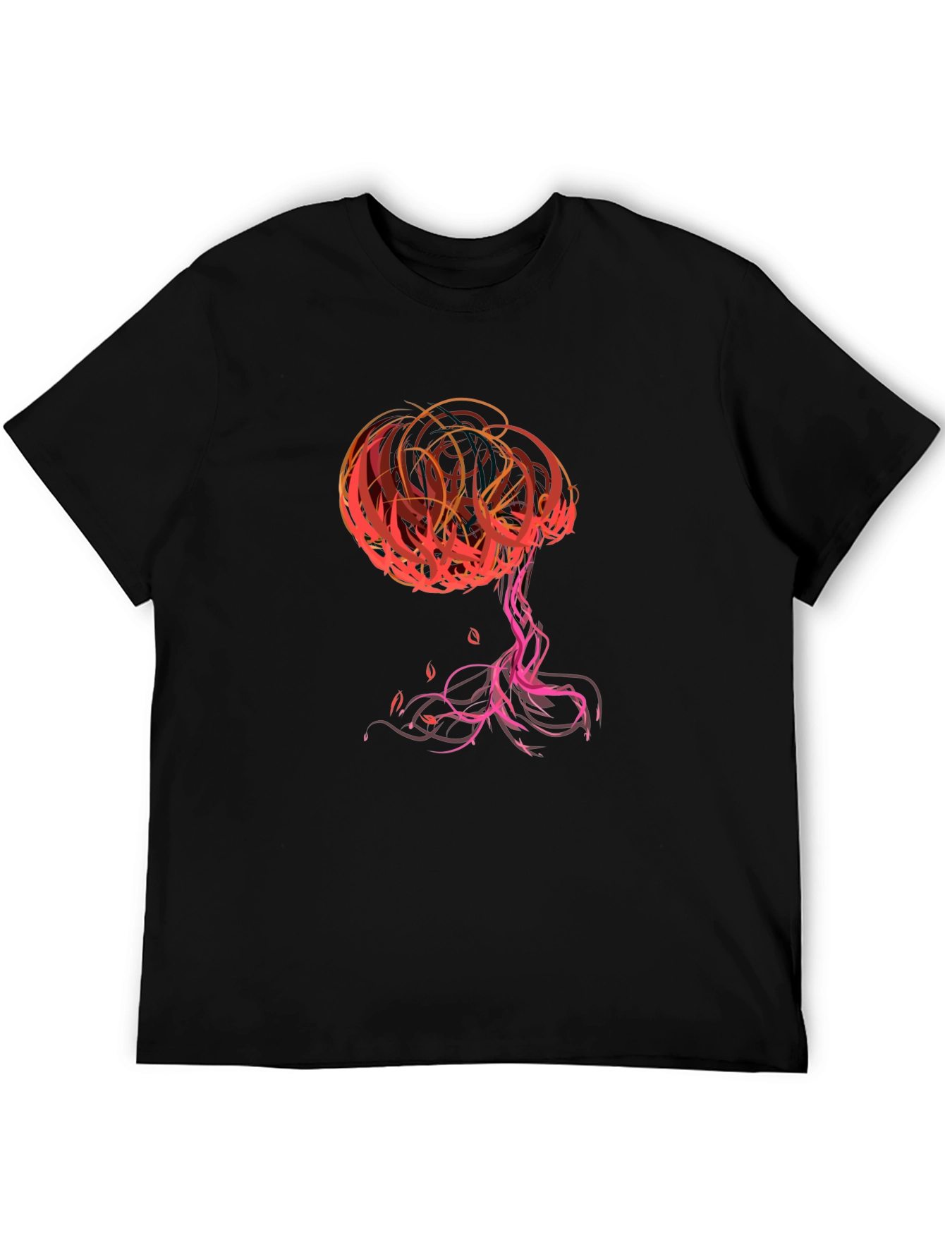 Abstract Tree Graphic Tee - Stylish Black T-Shirt