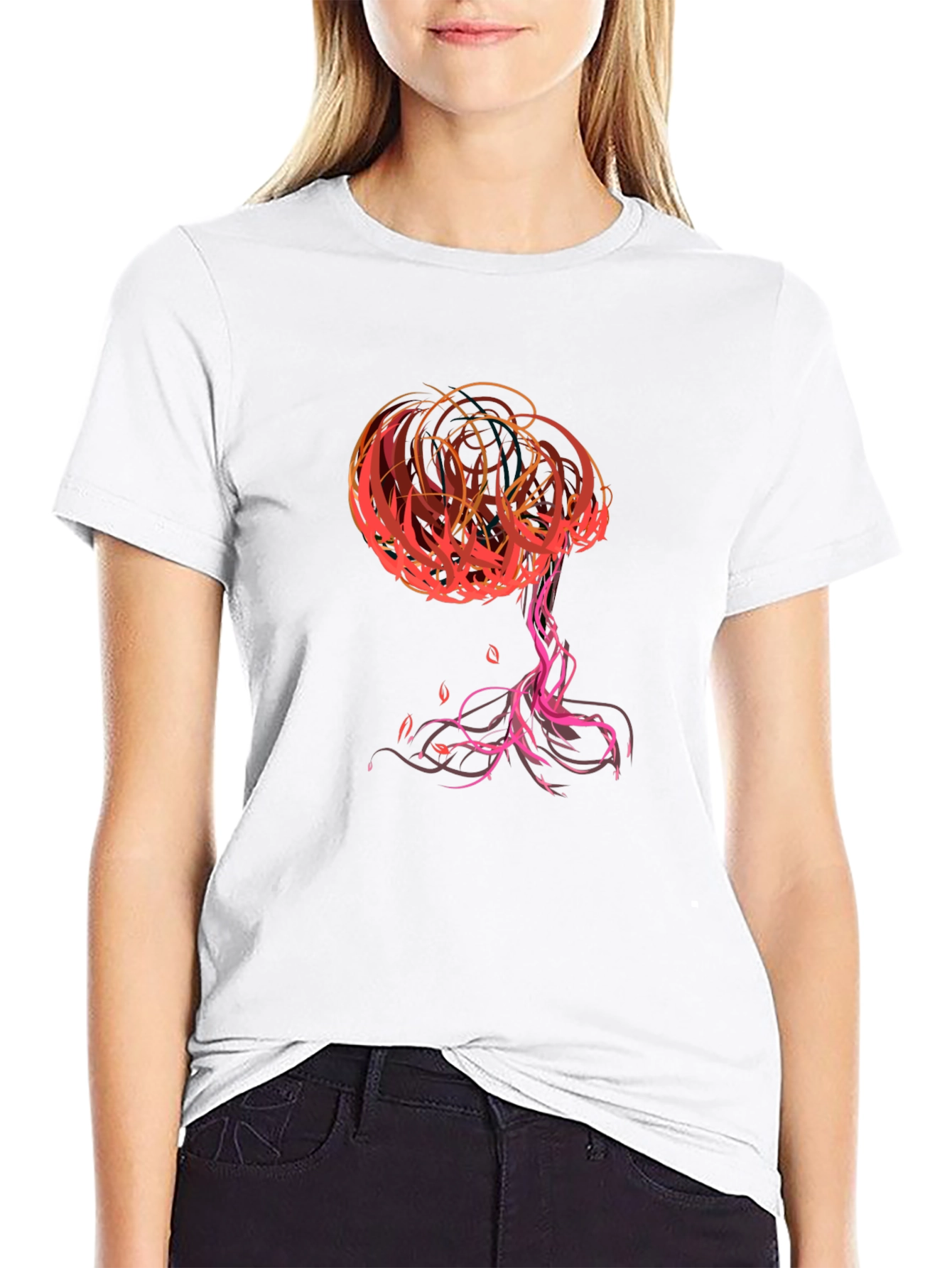 Abstract Tree Graphic Tee - Stylish Black T-Shirt
