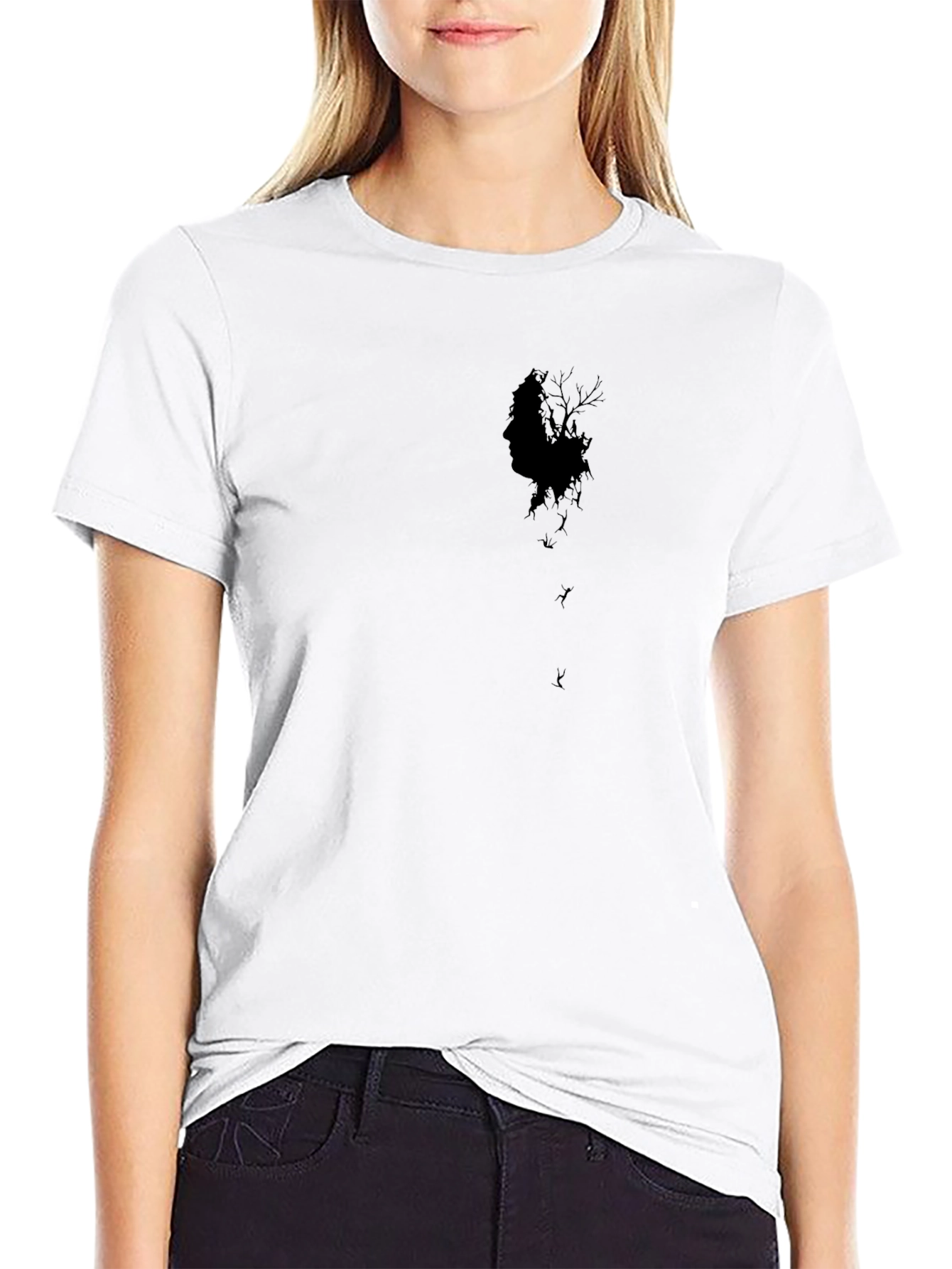 Mens Black Graphic Tee - Eerie Silhouette Design