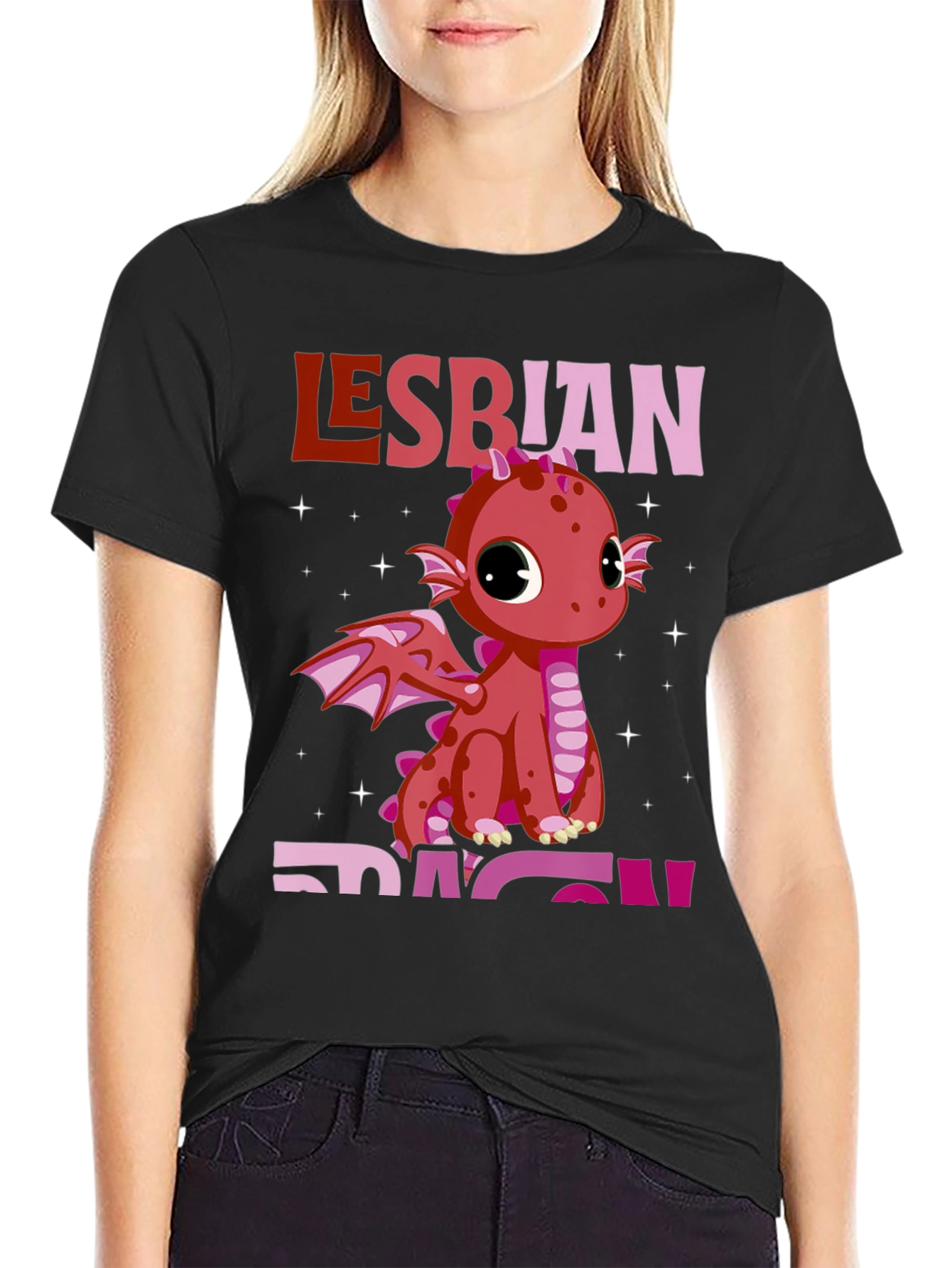 Lesbian Dragon Pride T-Shirt - Black