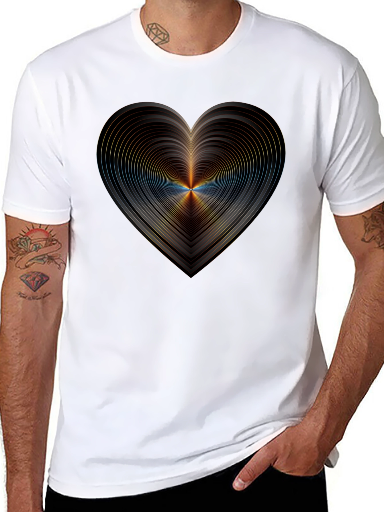 Abstract Heart Graphic Black T-Shirt
