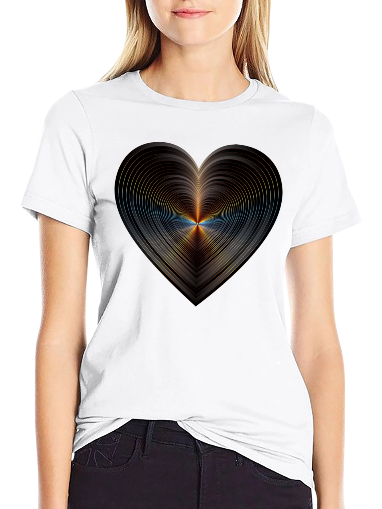 Abstract Heart Graphic Black T-Shirt
