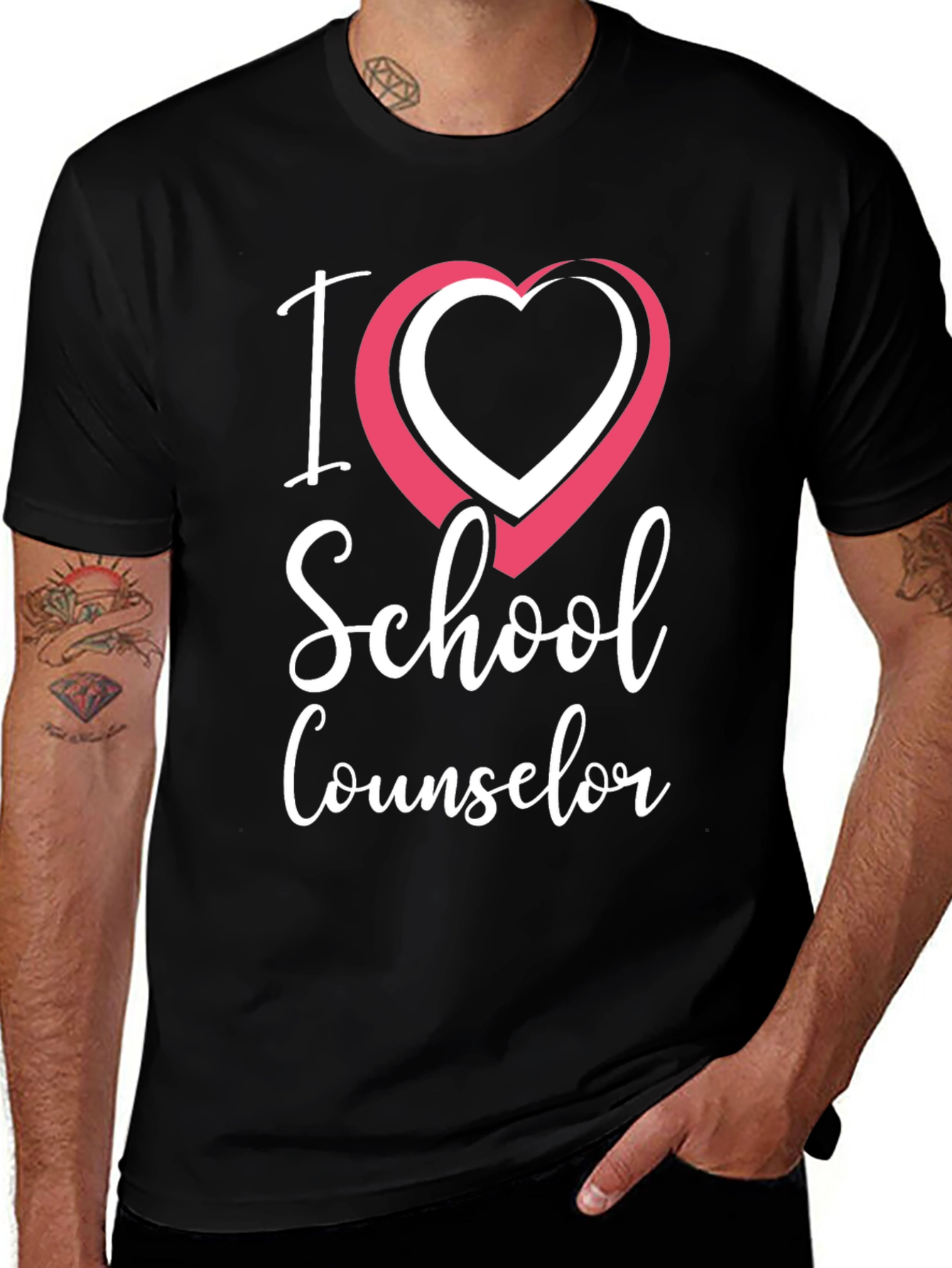 I Love School Counselor T-Shirt - Black