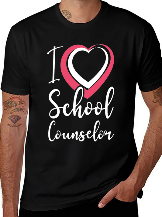 I Love School Counselor T-Shirt - Black