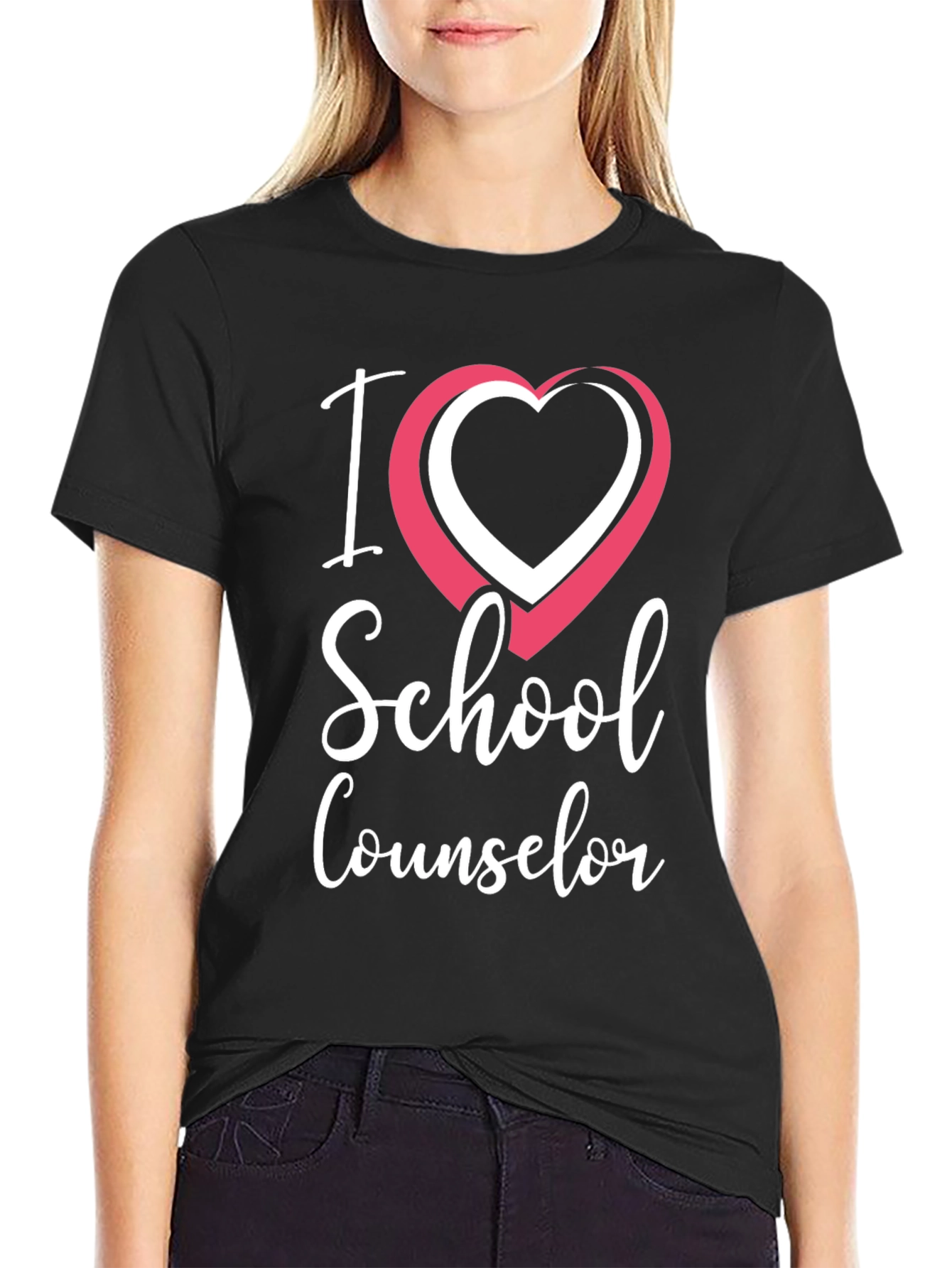I Love School Counselor T-Shirt - Black