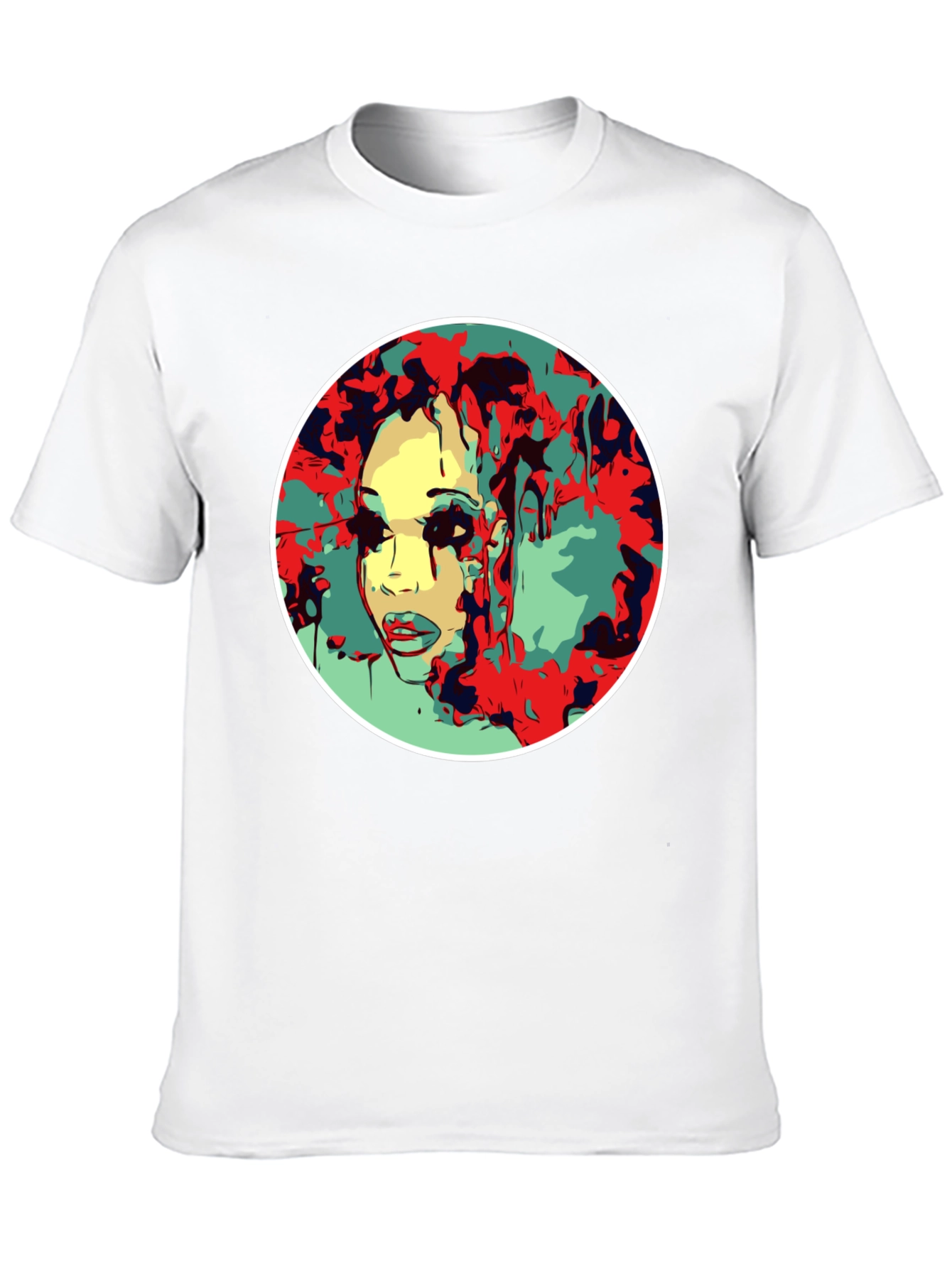 Abstract Face Graphic T-Shirt - Black