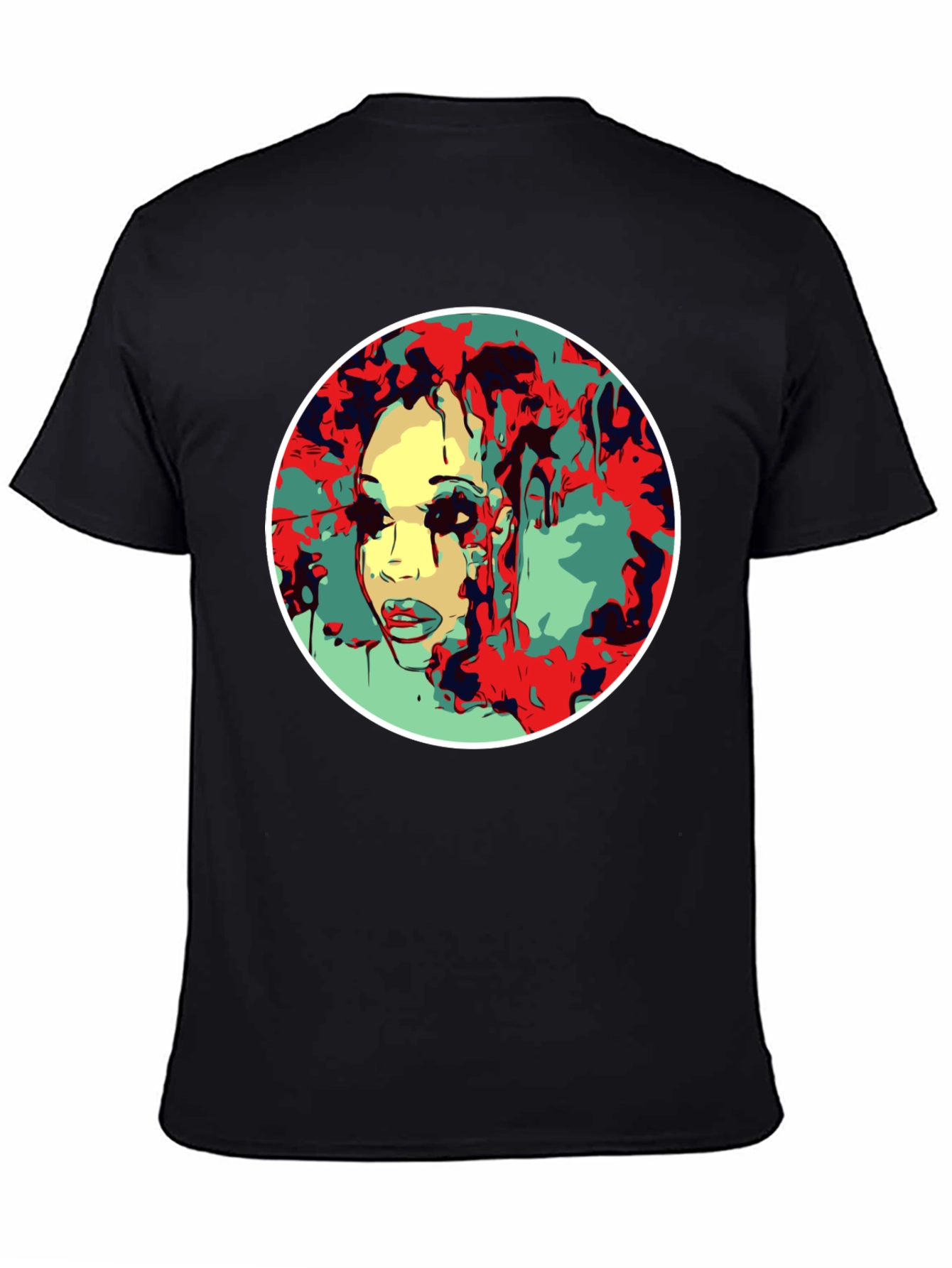 Abstract Face Graphic T-Shirt - Black