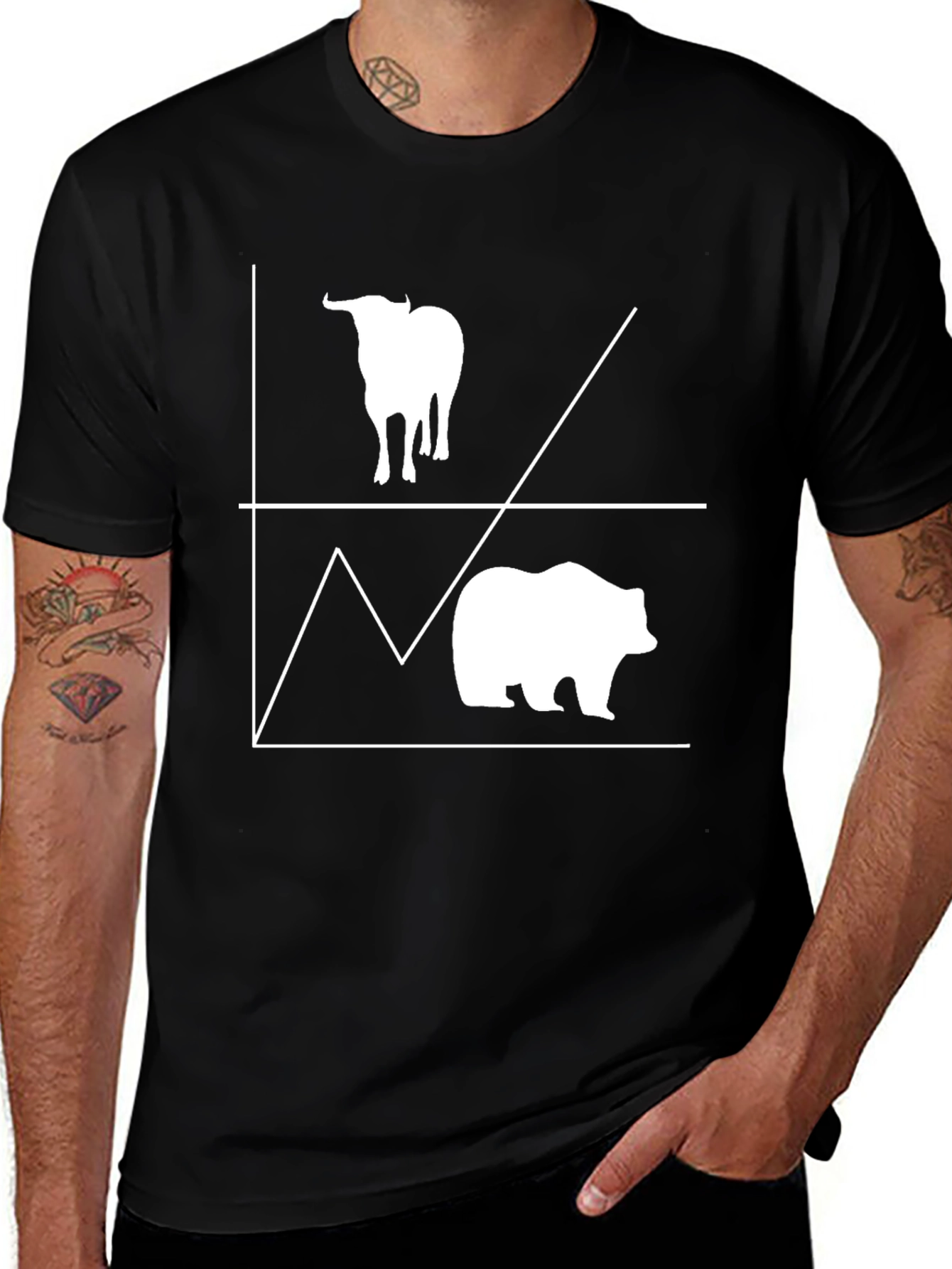 Bull and Bear Stock Market Graphic Tee