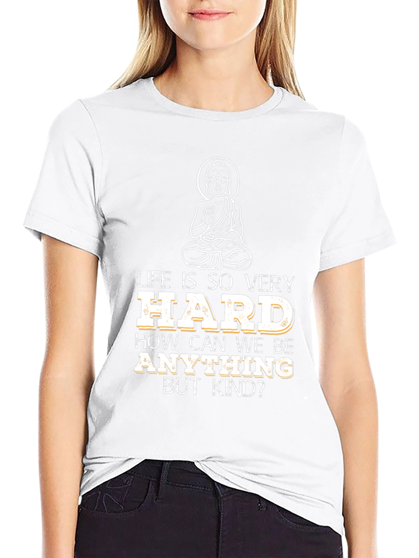 Life Is Hard Buddha Graphic T-Shirt - Black