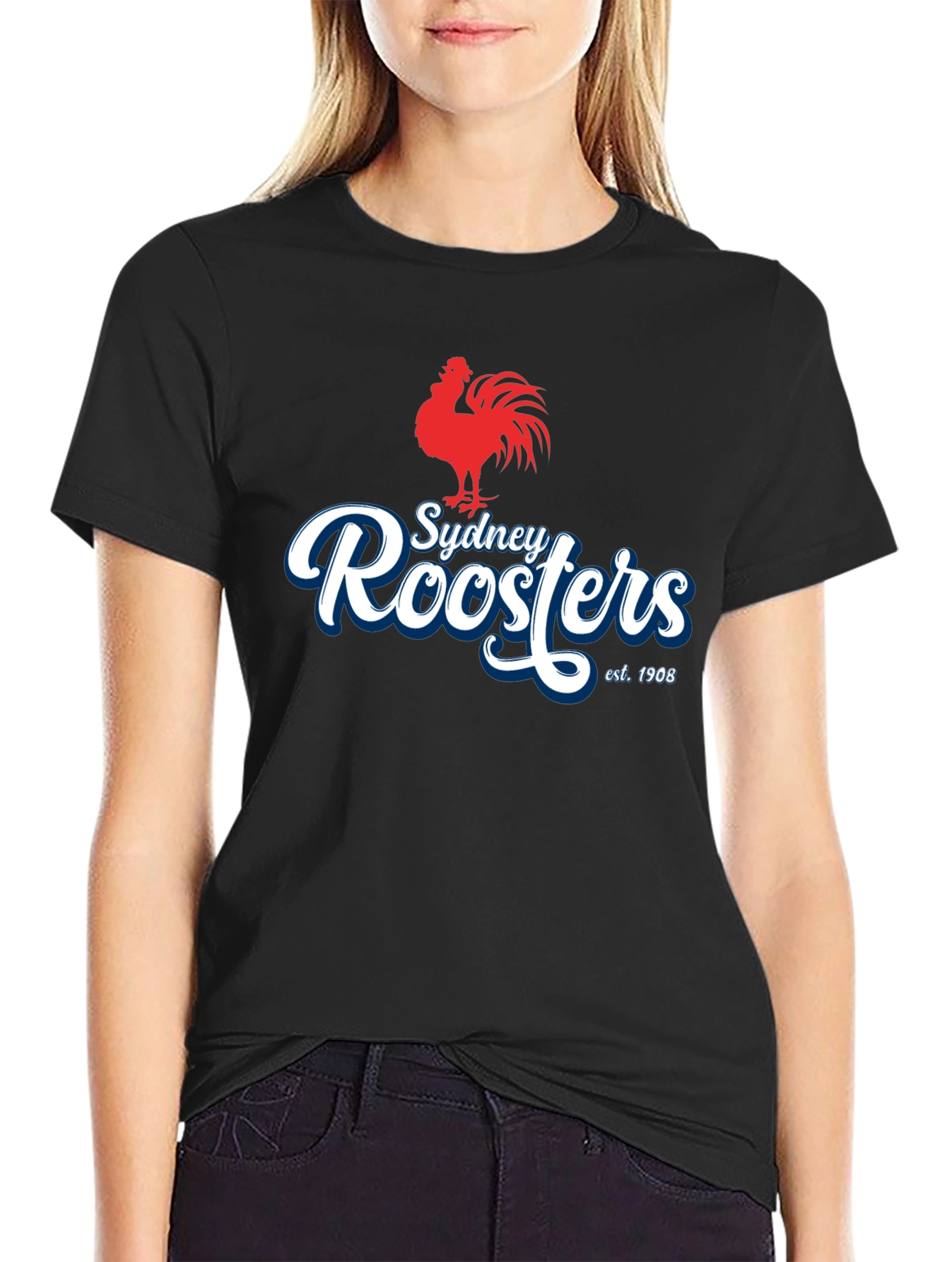Sydney Roosters T-Shirt - Black NRL Supporter Tee