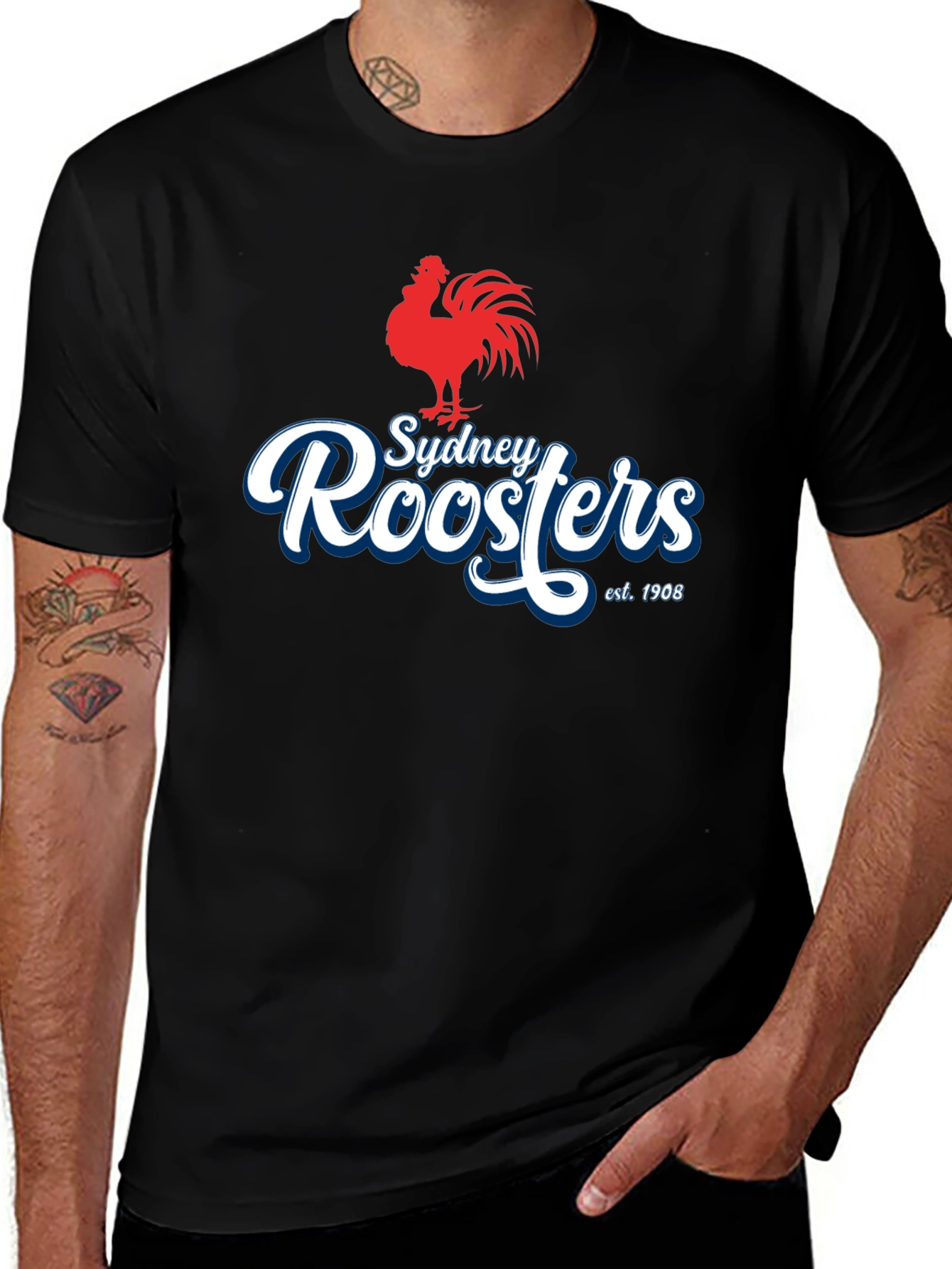 Sydney Roosters T-Shirt - Black NRL Supporter Tee