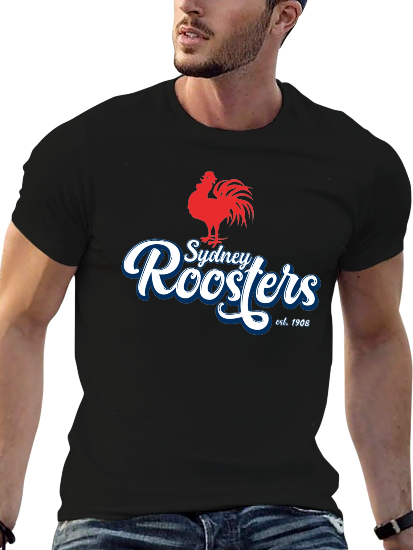 Sydney Roosters T-Shirt - Black NRL Supporter Tee