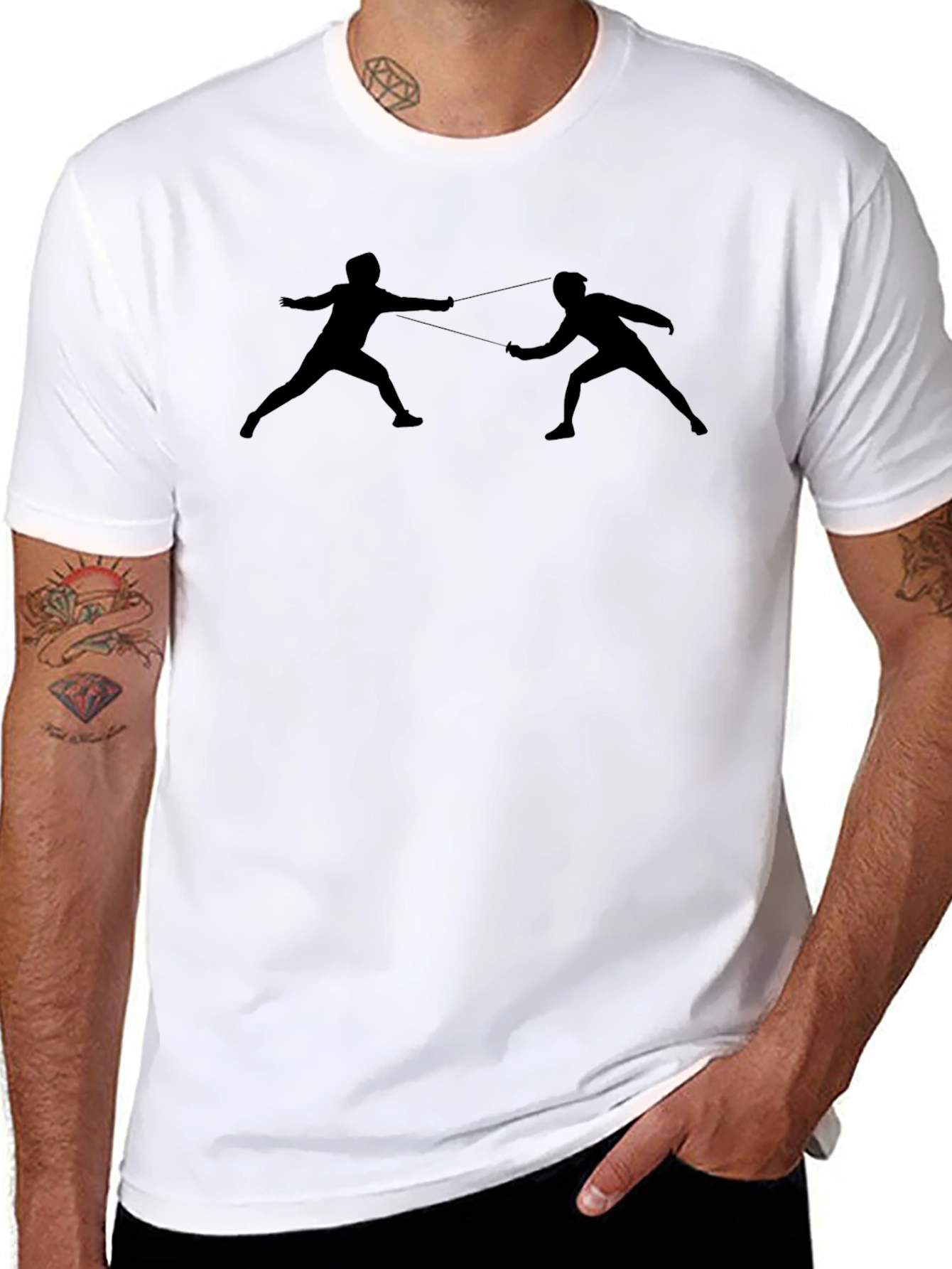 Fencing Silhouette Graphic Tee - Classic Black