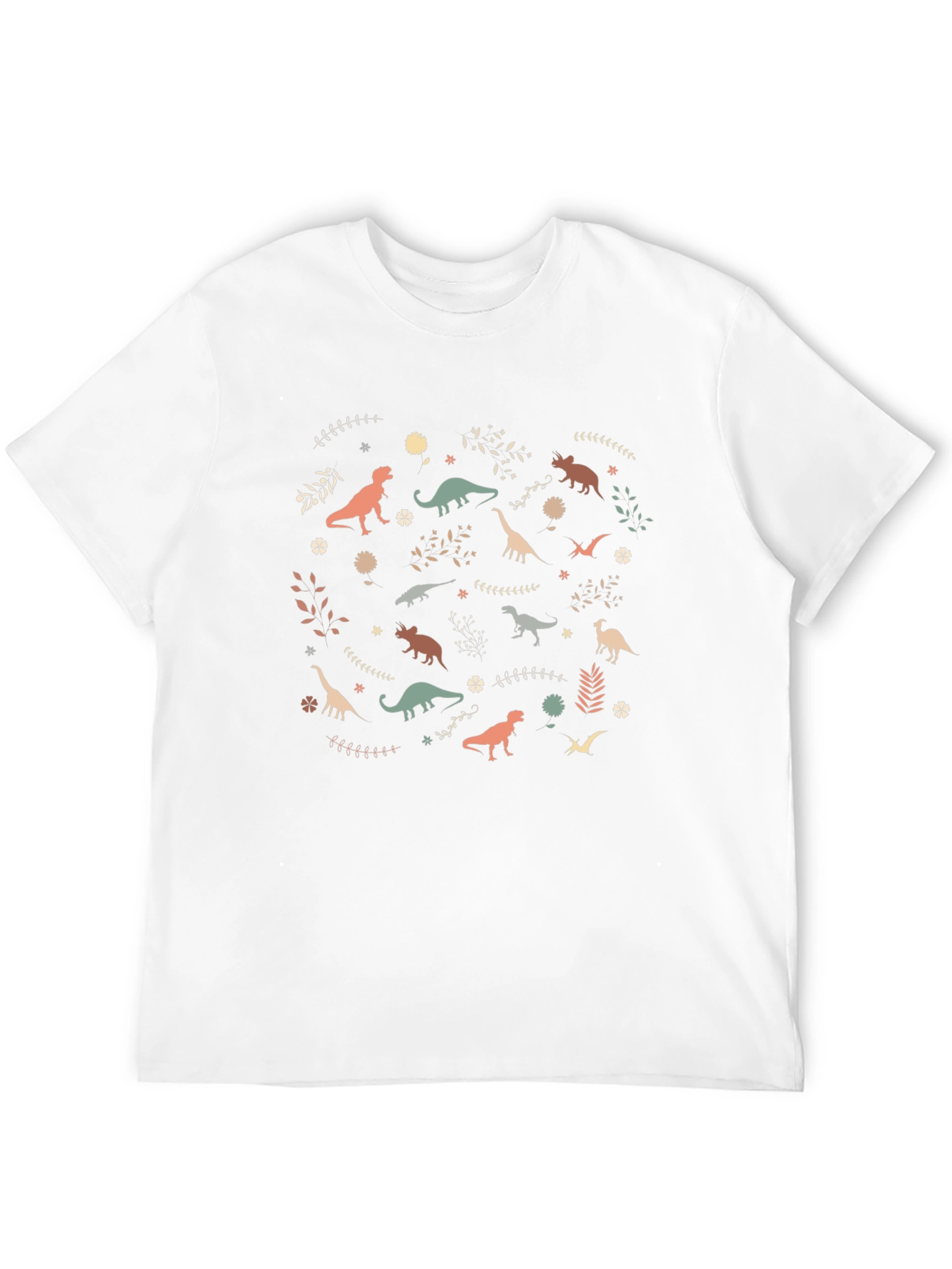 Dinosaur Pattern Black Cotton T-Shirt
