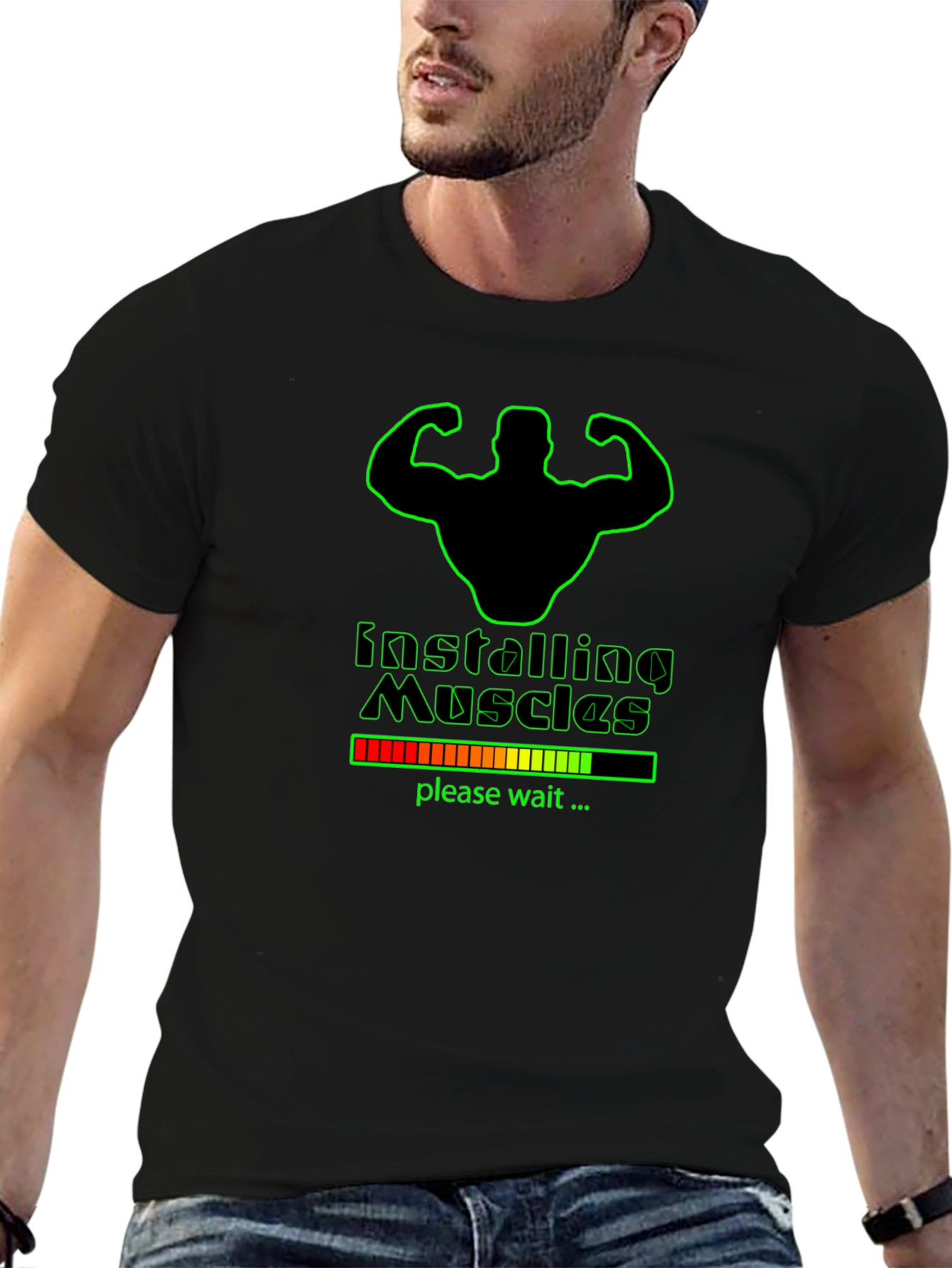 Installing Muscles Graphic T-Shirt - Black