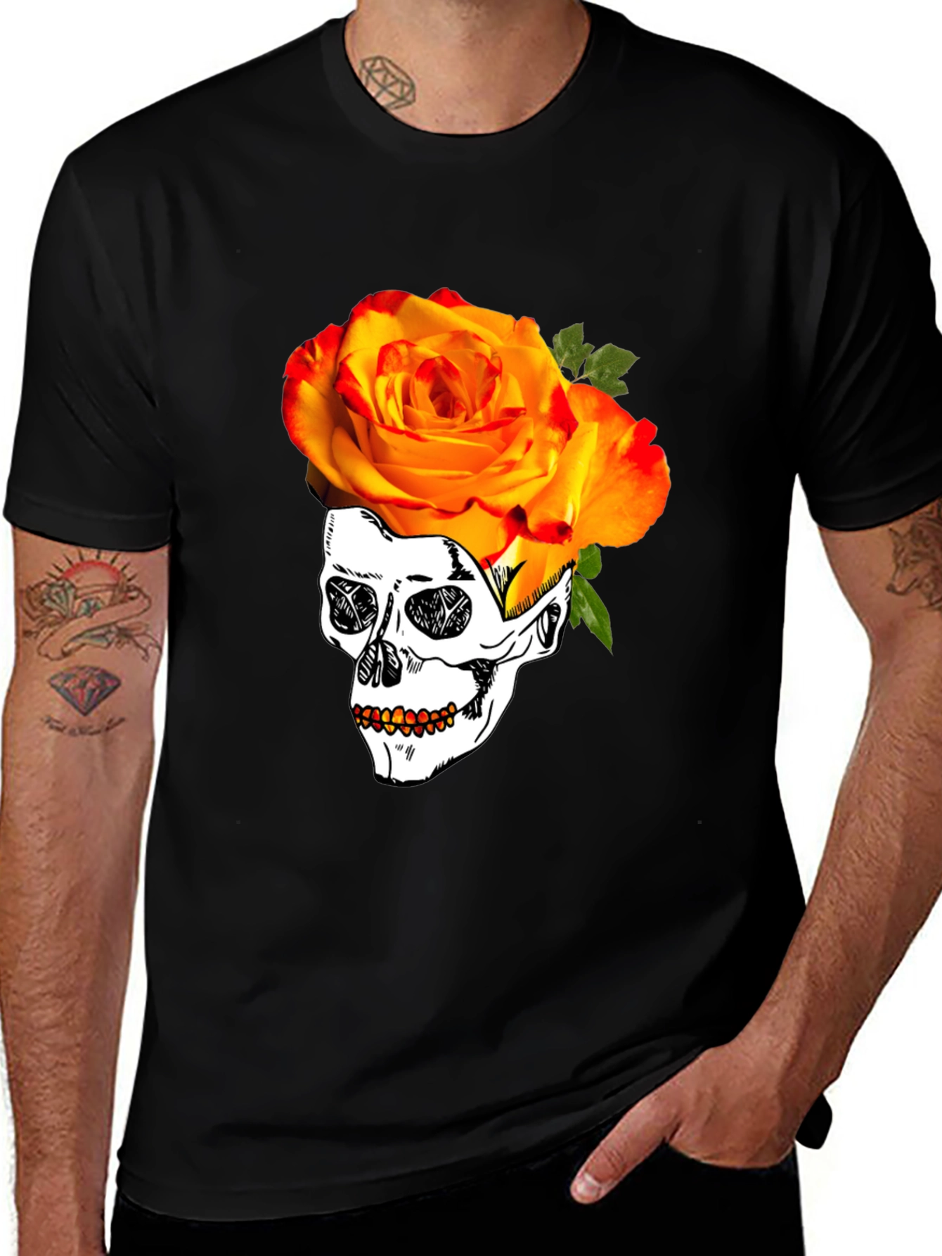 Skull & Rose Graphic T-Shirt - Unique Design