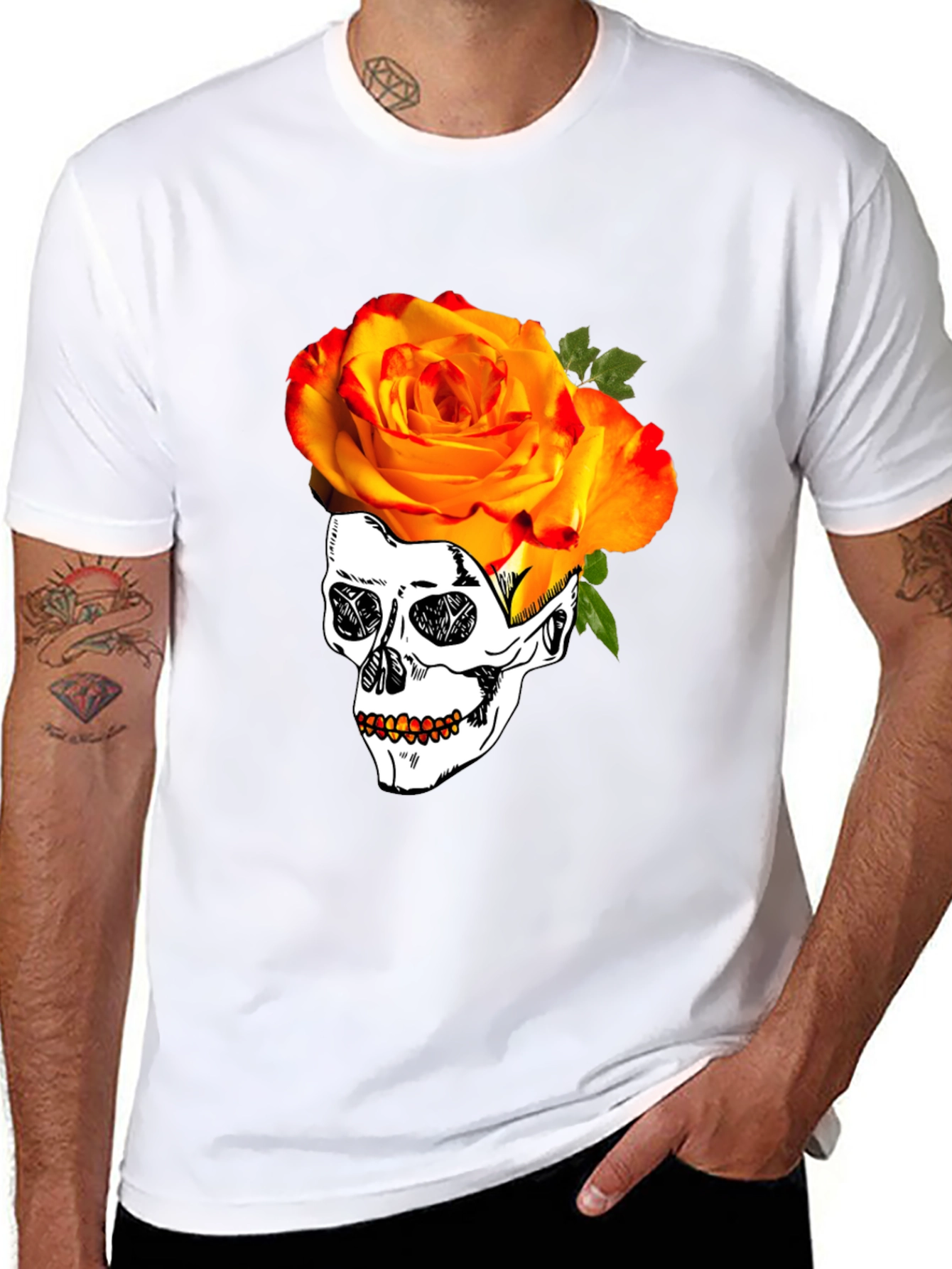 Skull & Rose Graphic T-Shirt - Unique Design