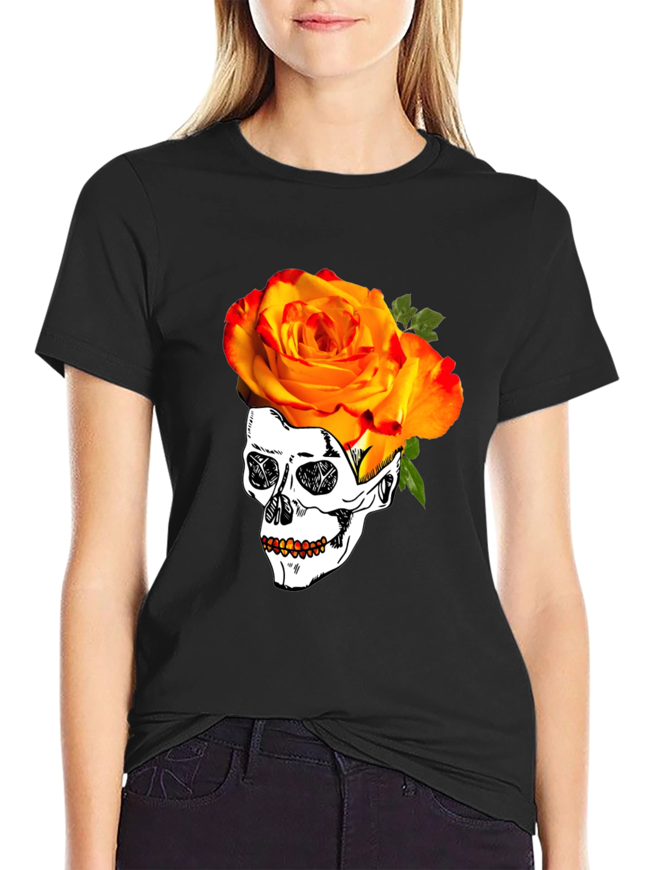 Skull & Rose Graphic T-Shirt - Unique Design
