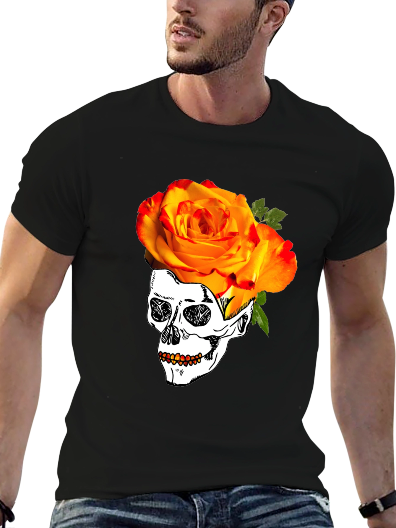 Skull & Rose Graphic T-Shirt - Unique Design