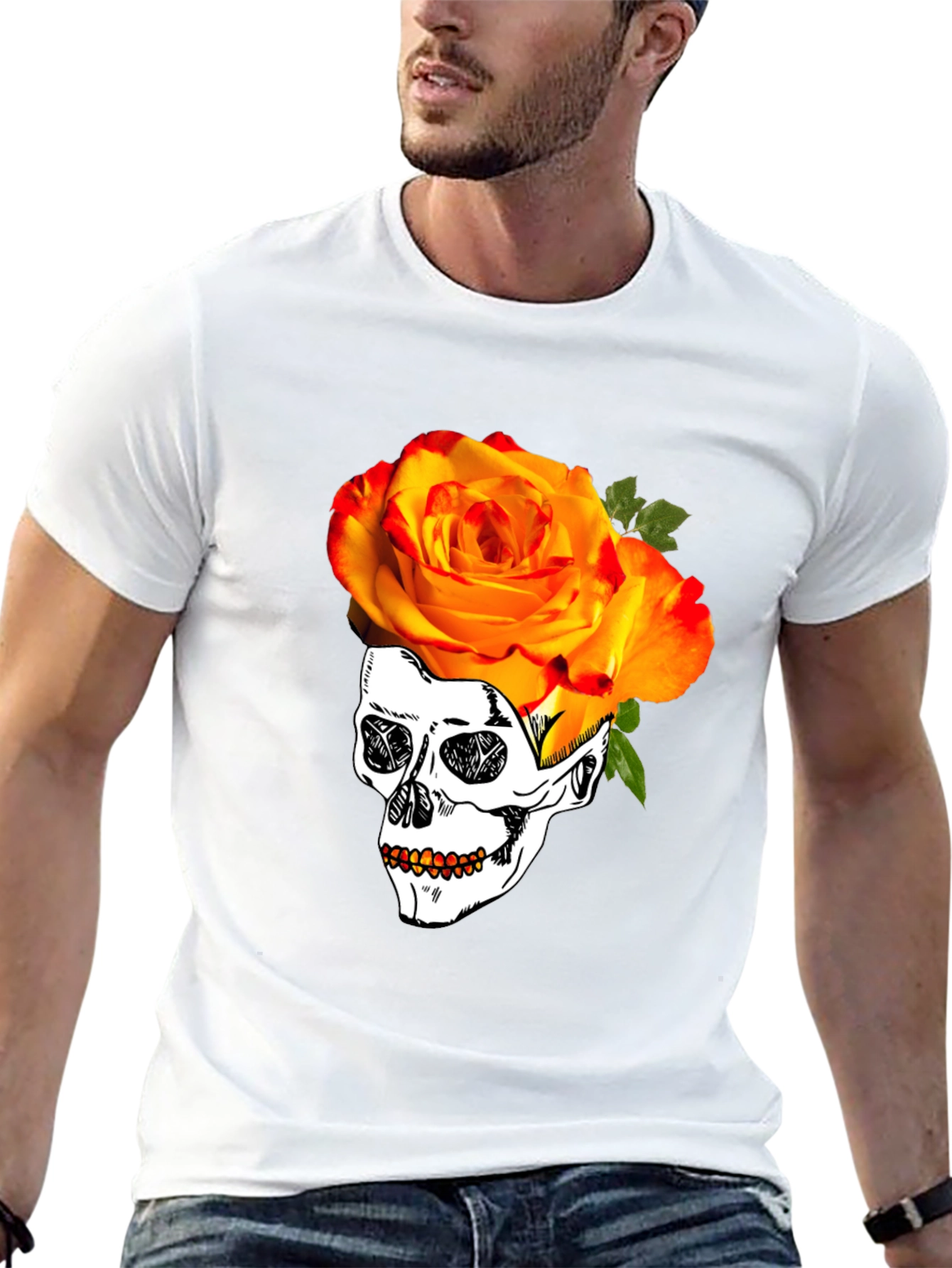 Skull & Rose Graphic T-Shirt - Unique Design