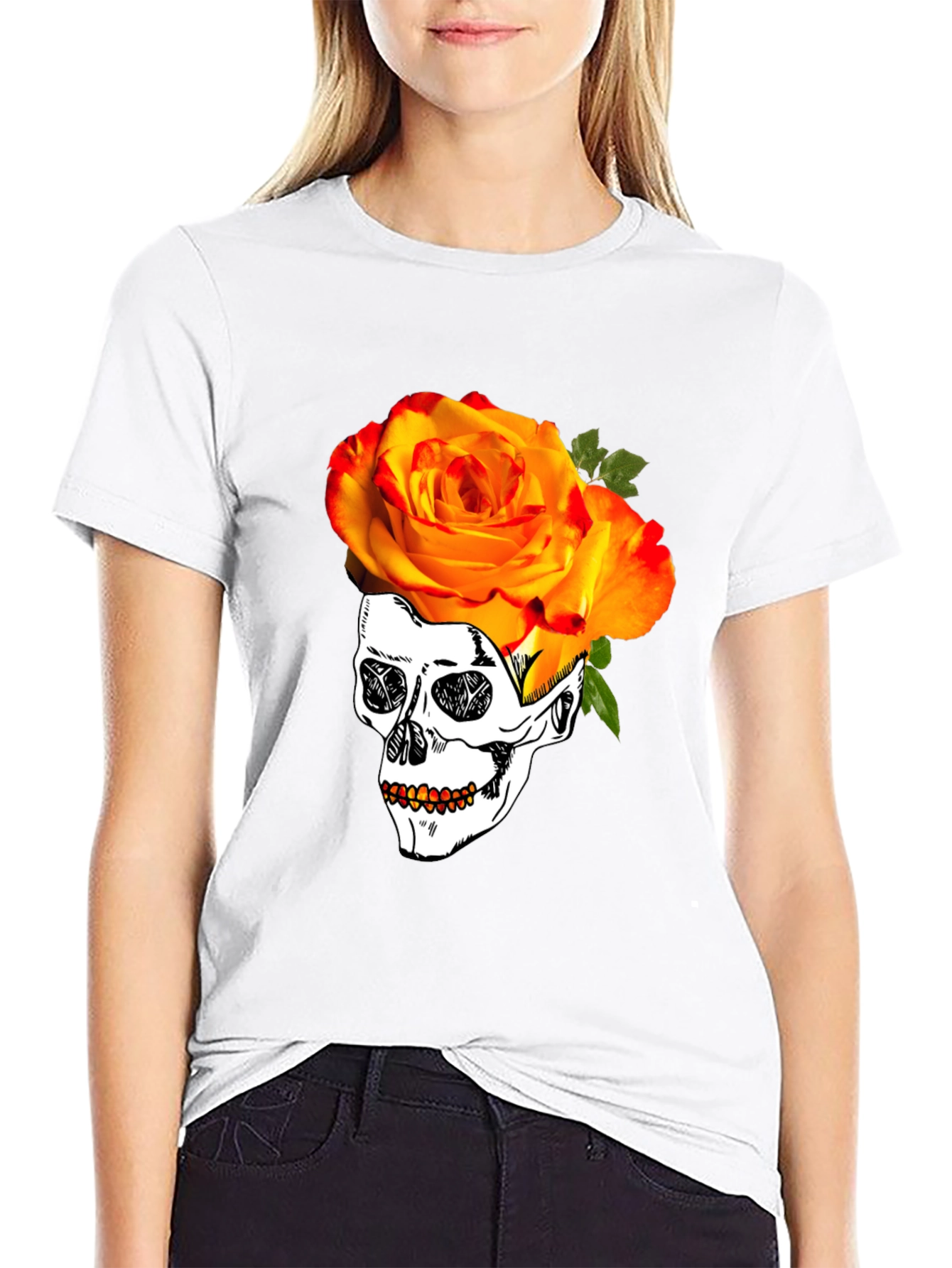 Skull & Rose Graphic T-Shirt - Unique Design