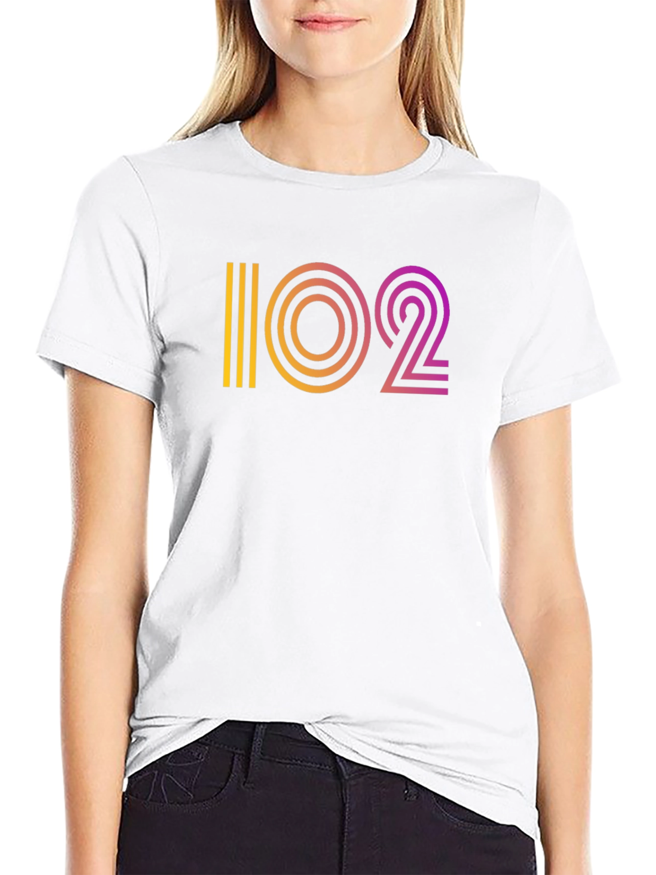 Retro Gradient 102 Graphic Black T-Shirt