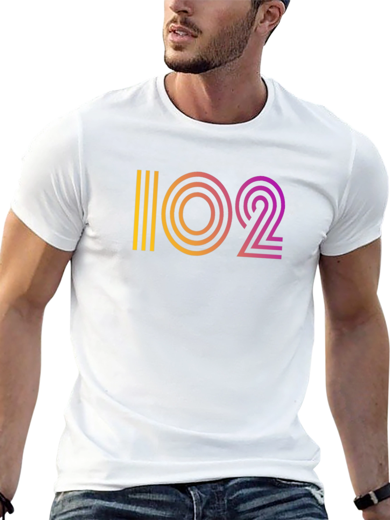 Retro Gradient 102 Graphic Black T-Shirt