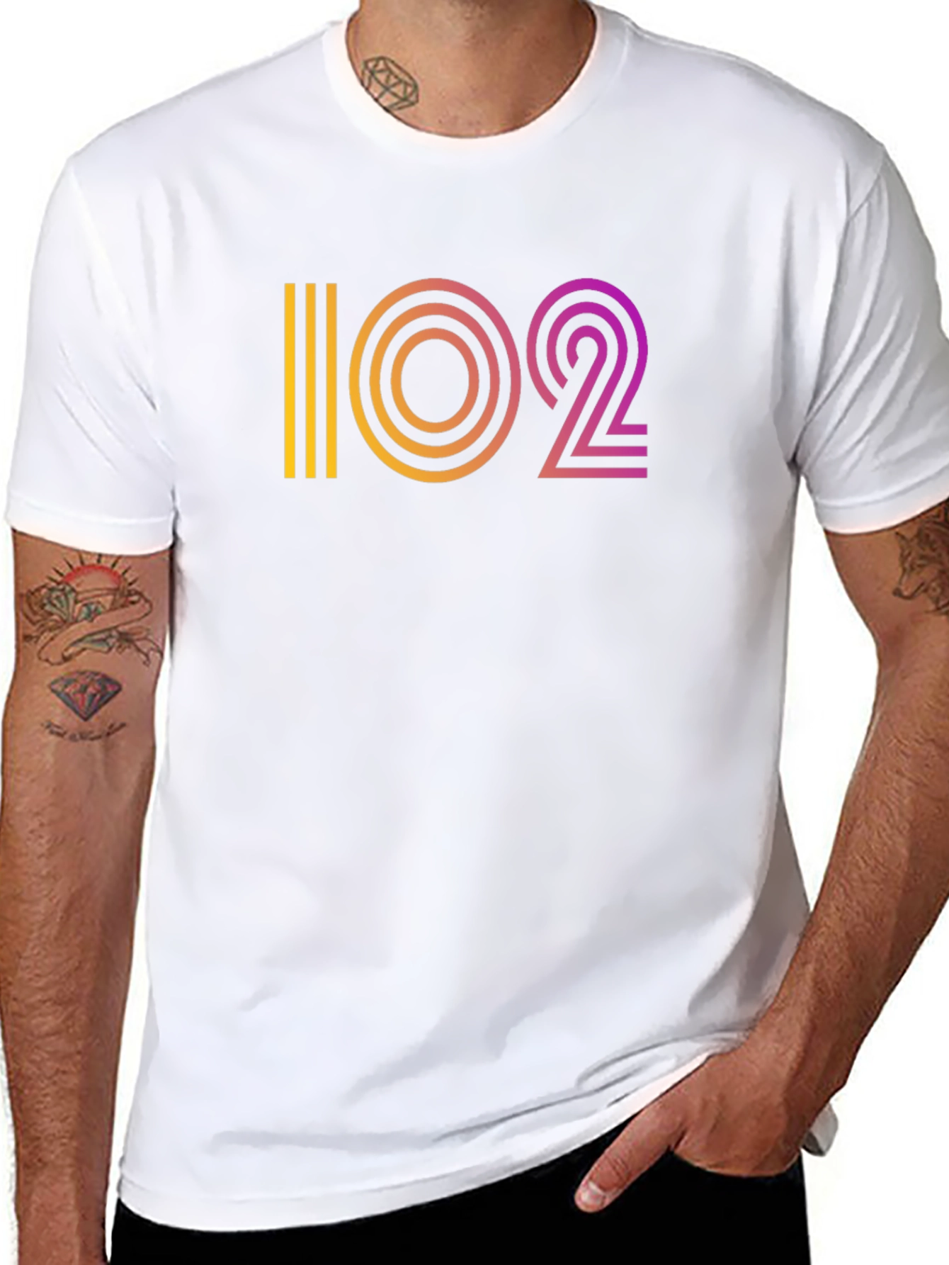 Retro Gradient 102 Graphic Black T-Shirt