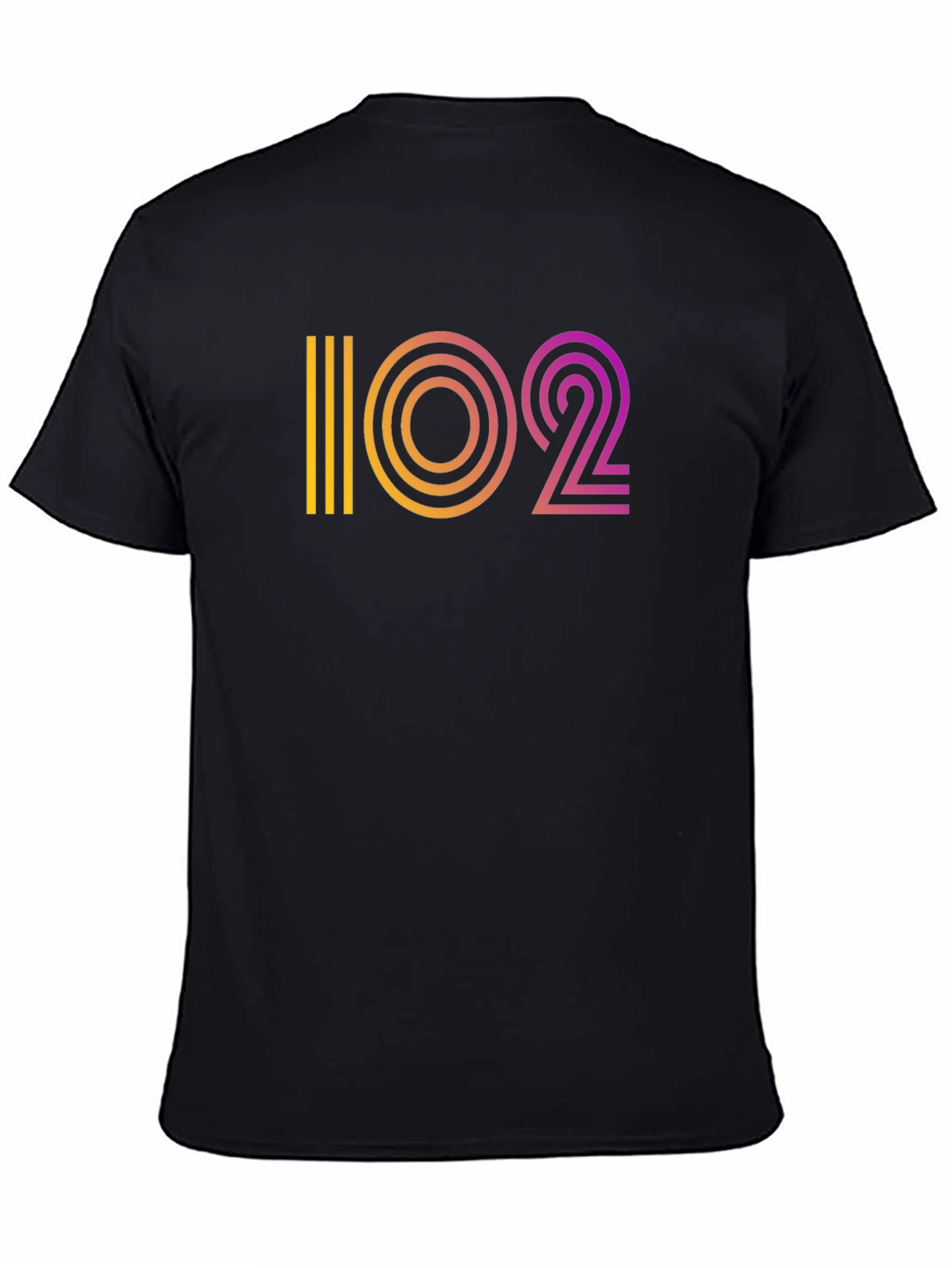 Retro Gradient 102 Graphic Black T-Shirt