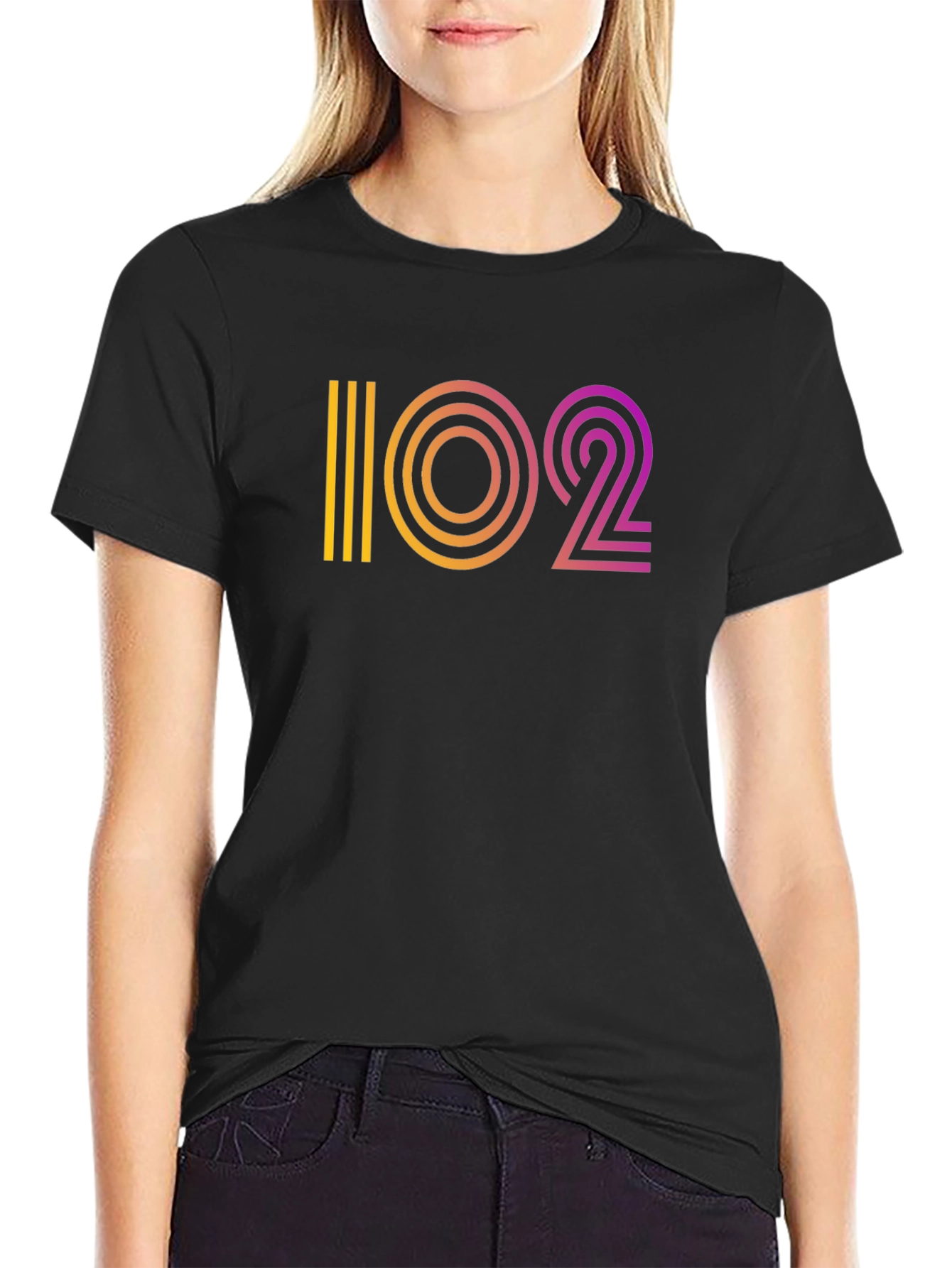 Retro Gradient 102 Graphic Black T-Shirt