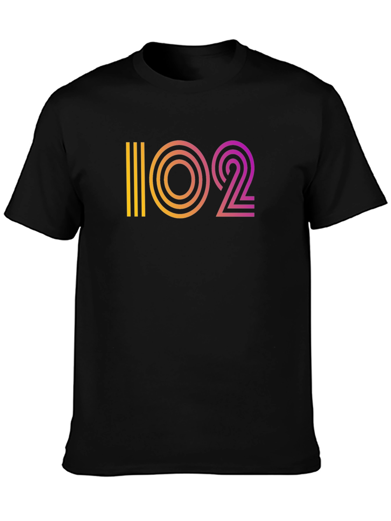 Retro Gradient 102 Graphic Black T-Shirt