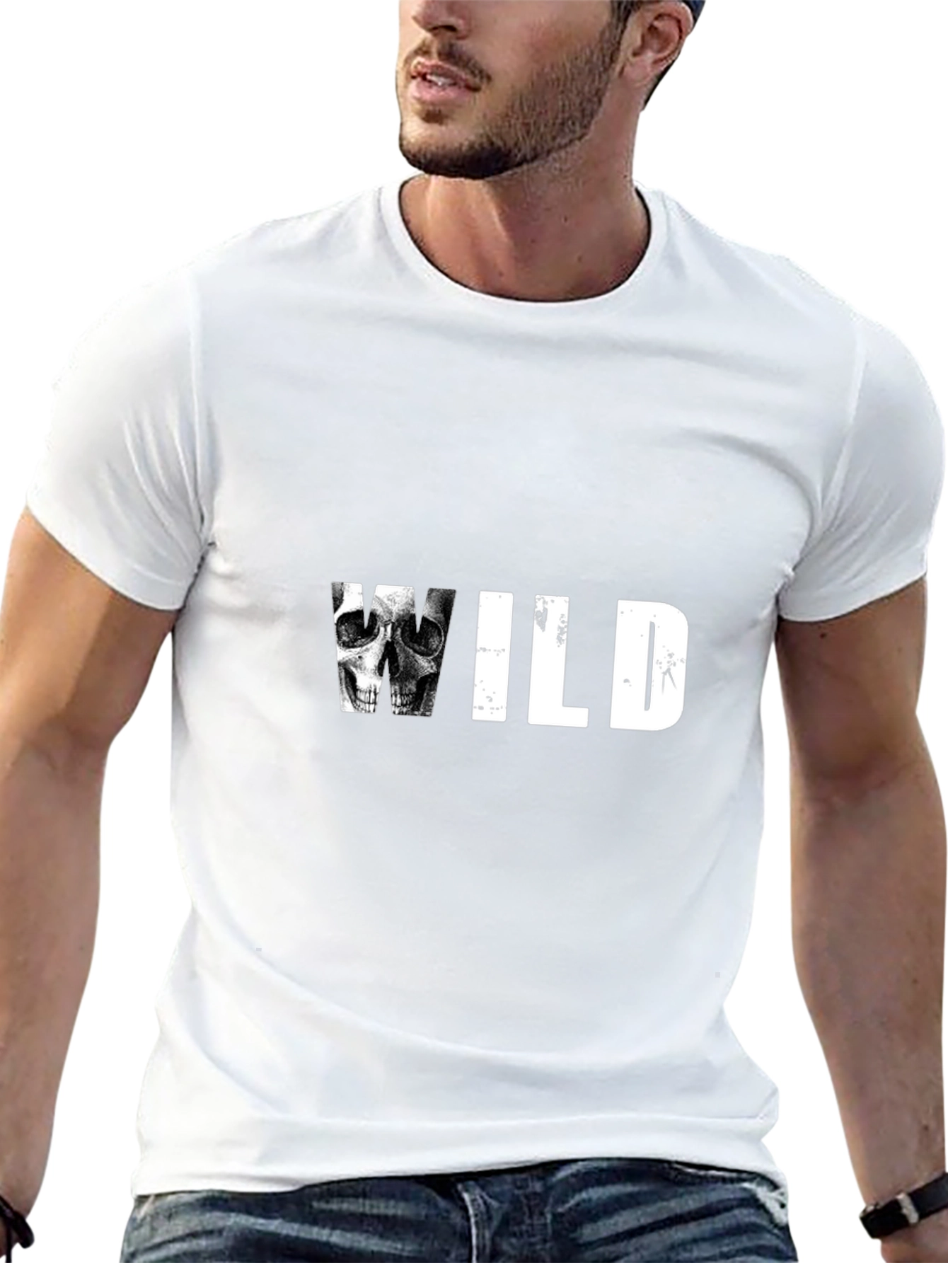 Wild Skull Graphic Print Tee - Black