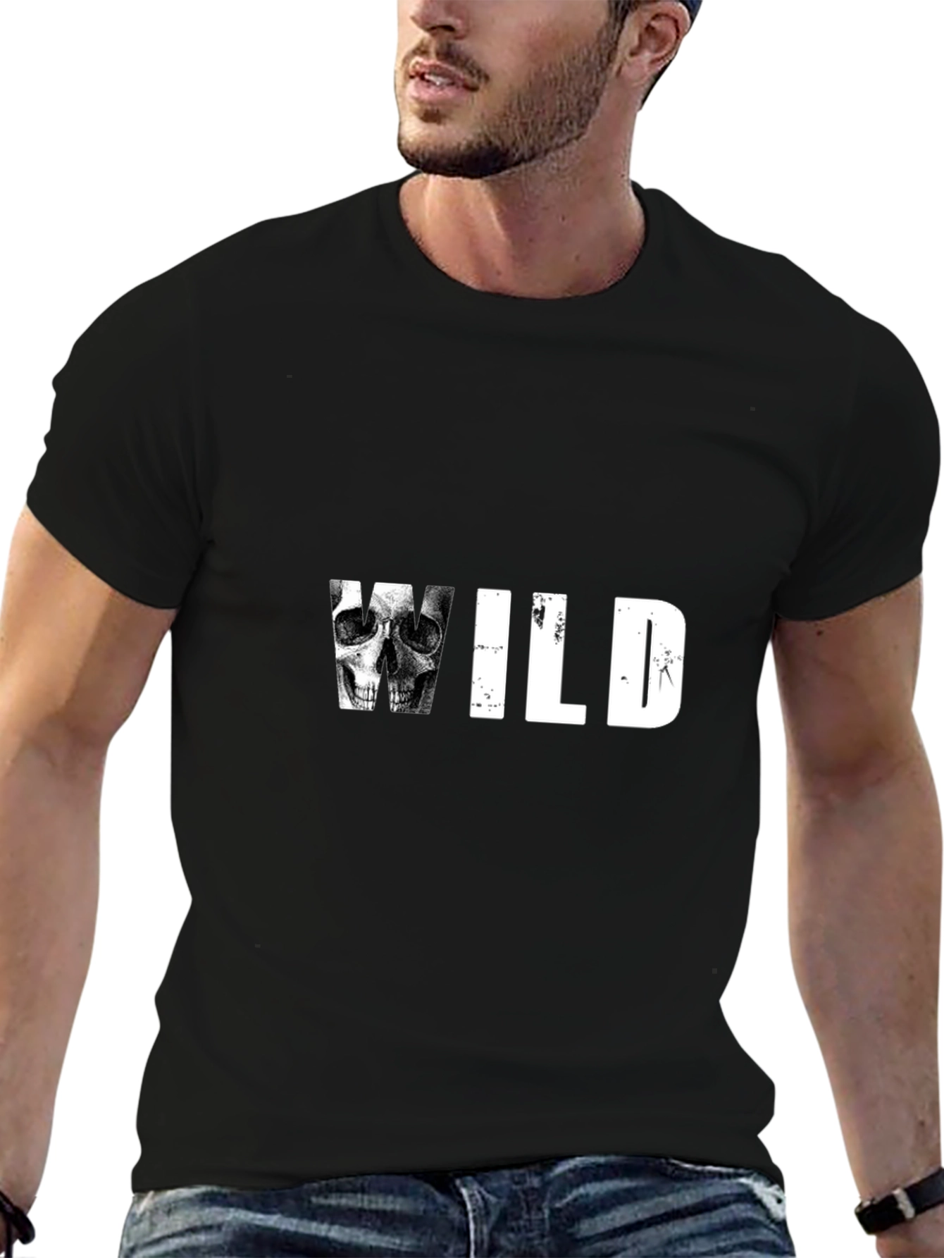 Wild Skull Graphic Print Tee - Black