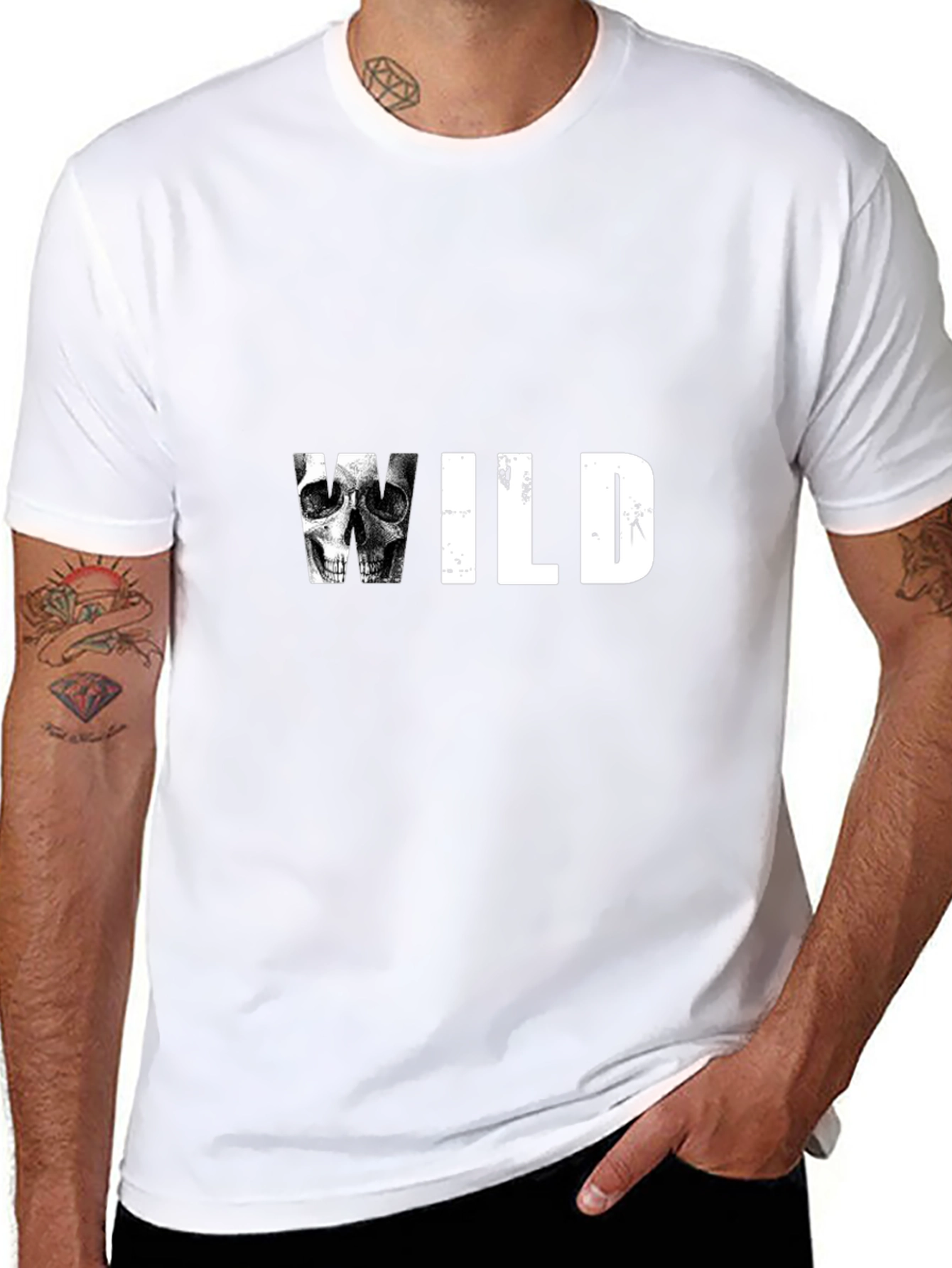 Wild Skull Graphic Print Tee - Black