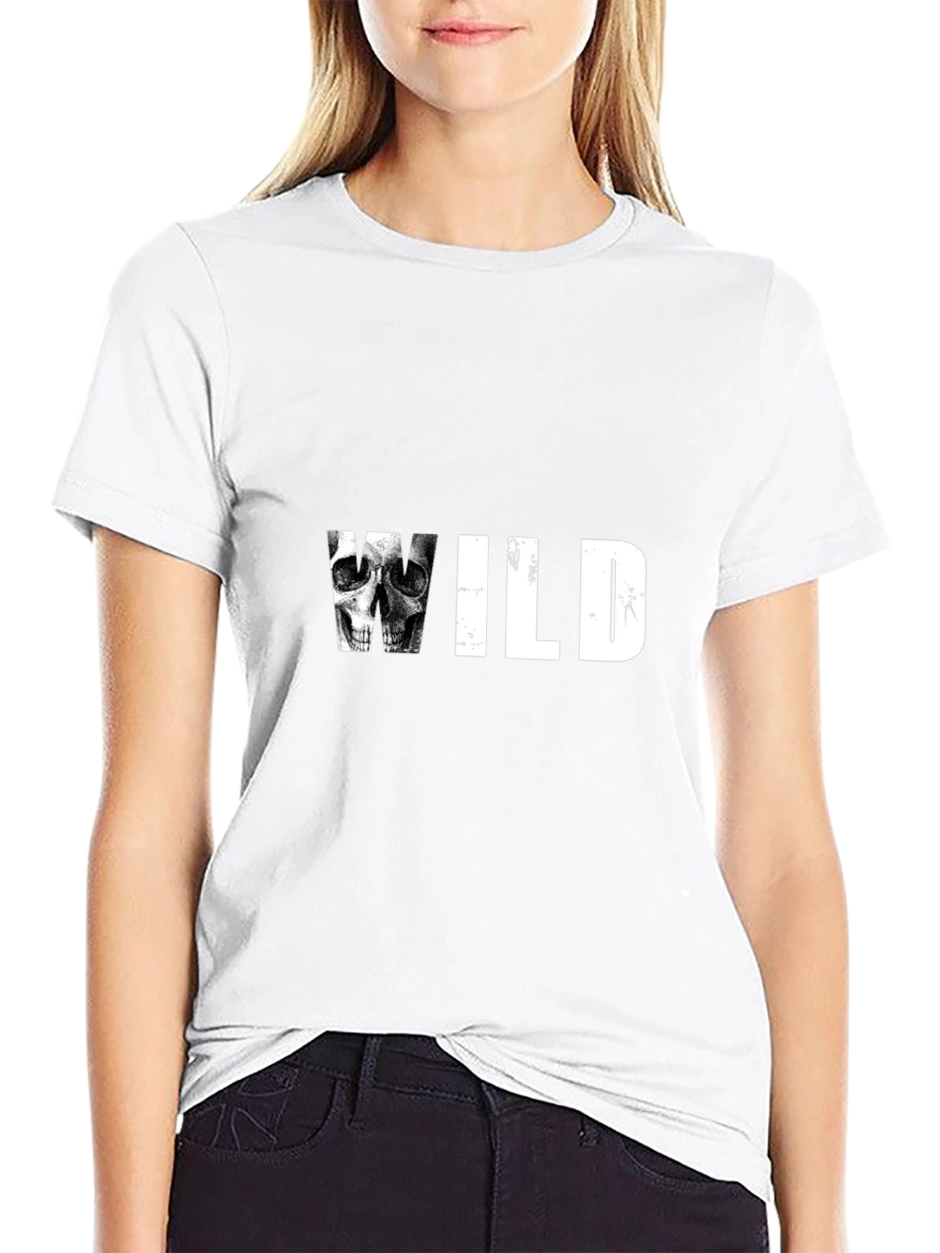 Wild Skull Graphic Print Tee - Black