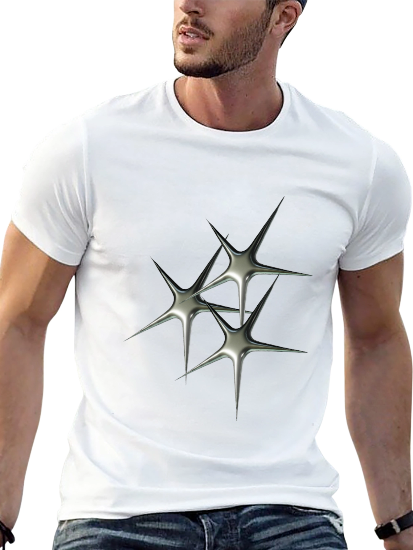 Edgy Graphic Tee - 3D Starburst Design