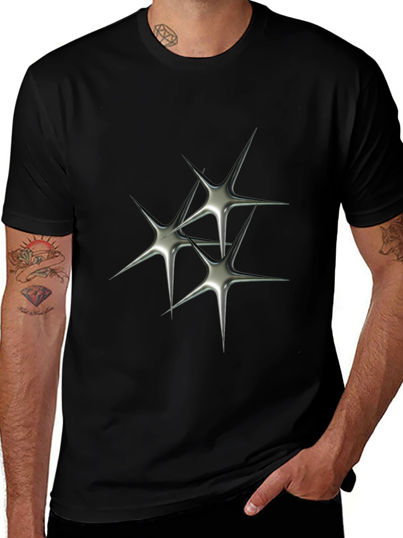 Edgy Graphic Tee - 3D Starburst Design