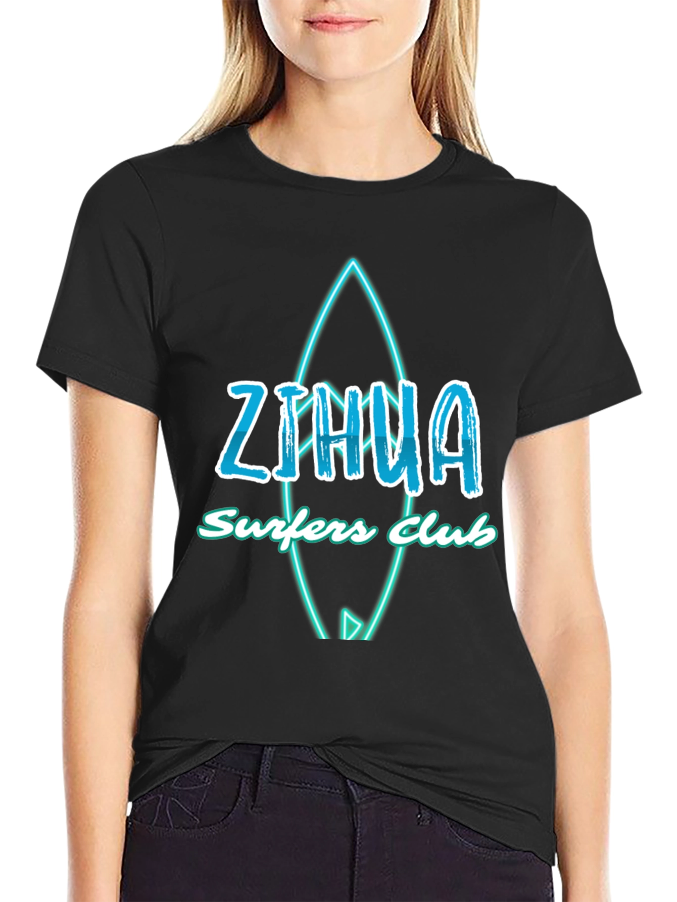 Zihua Surfers Club Graphic Tee - Black Cotton T-Shirt