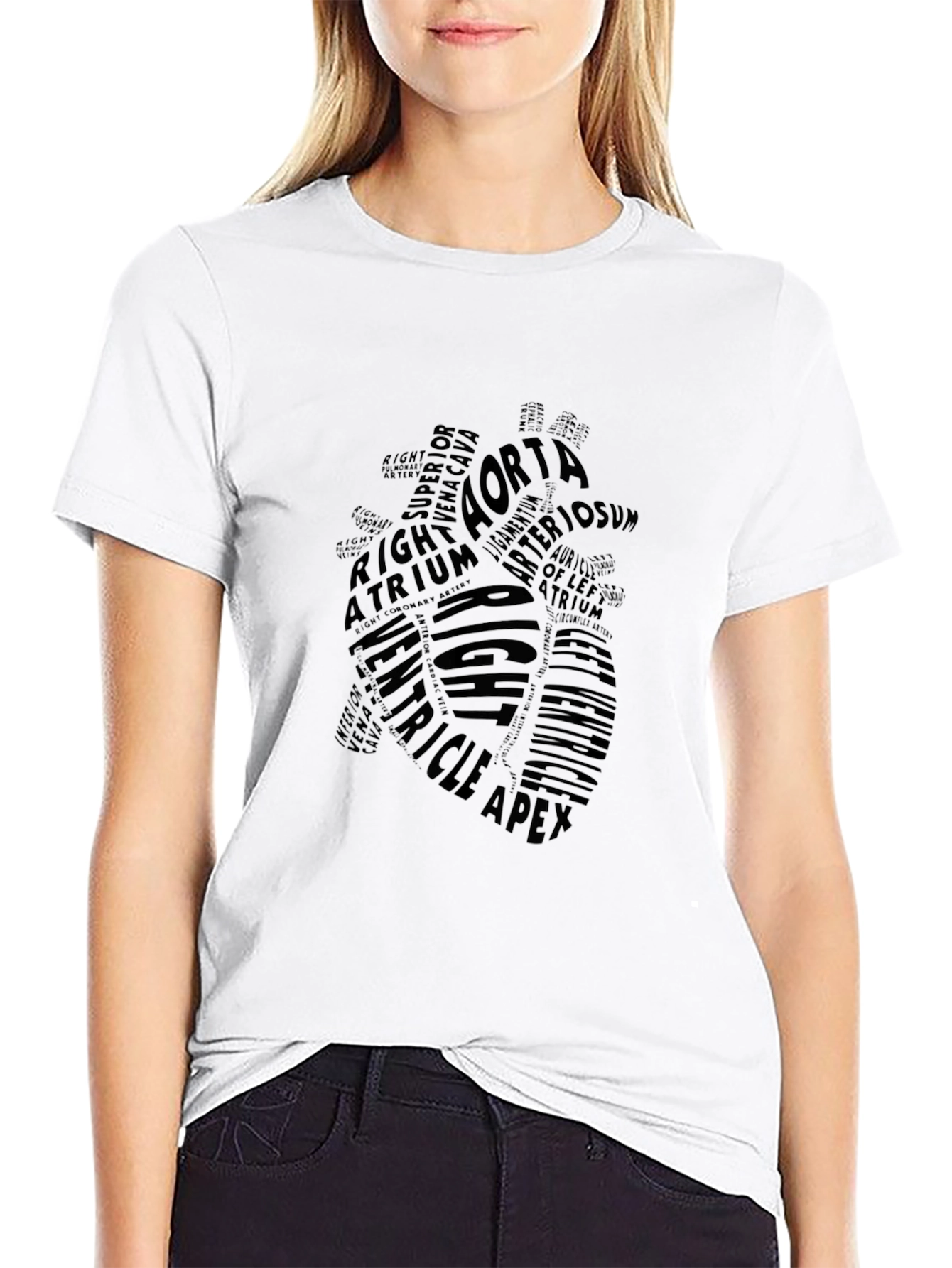 Anatomical Heart Word Art Black T-Shirt