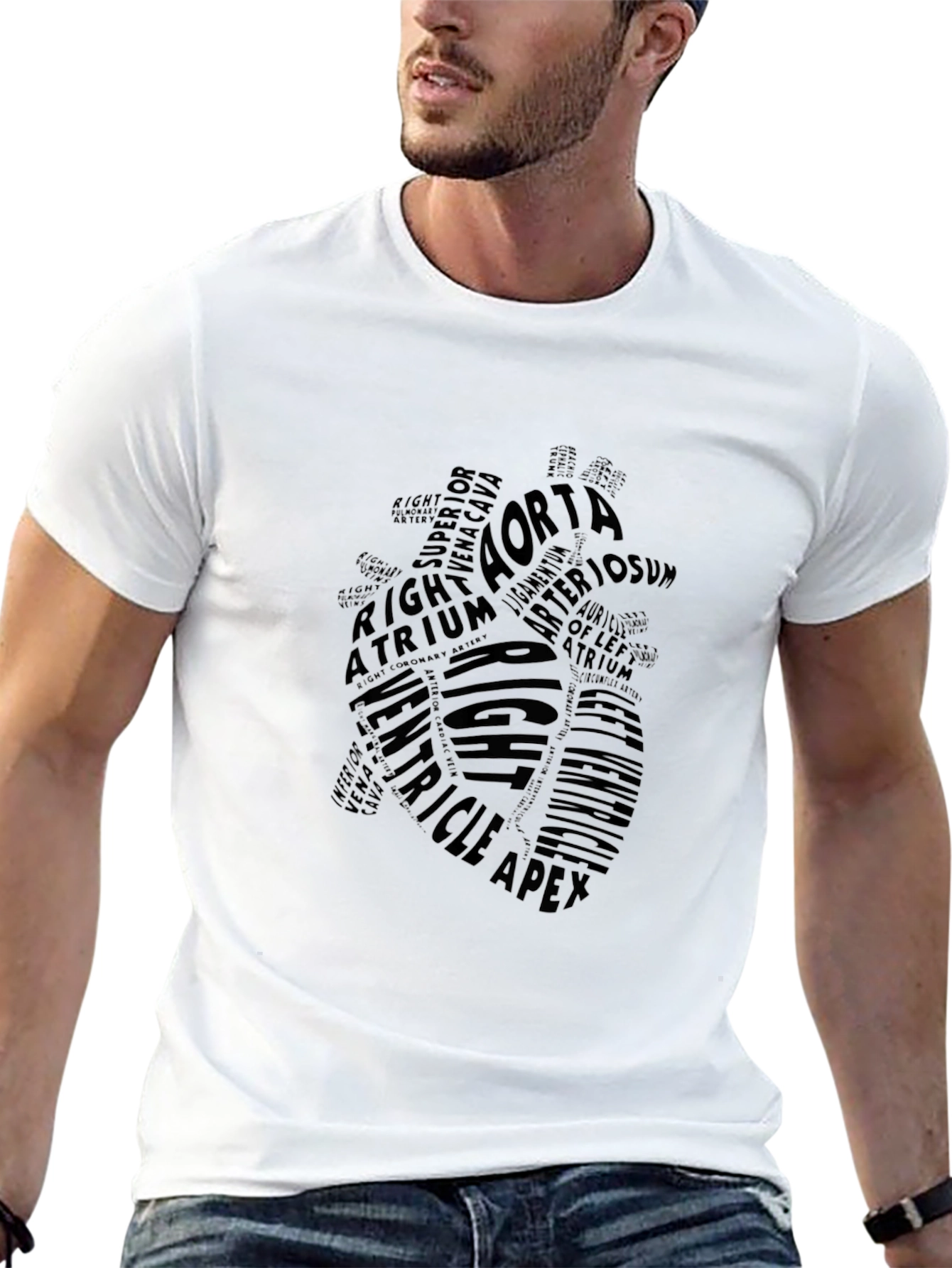 Anatomical Heart Word Art Black T-Shirt